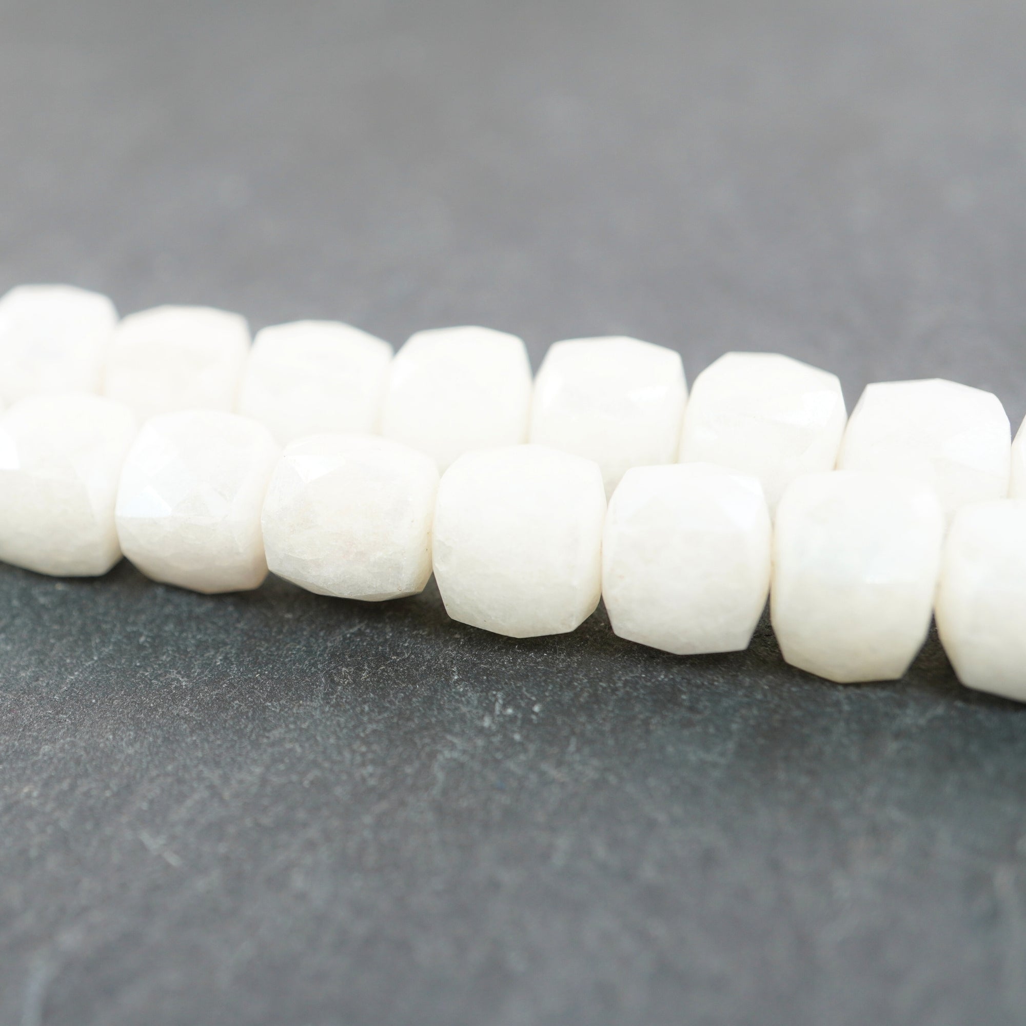 Milky Quartz Mystic Coated Faceted Box Shape Strand Beads