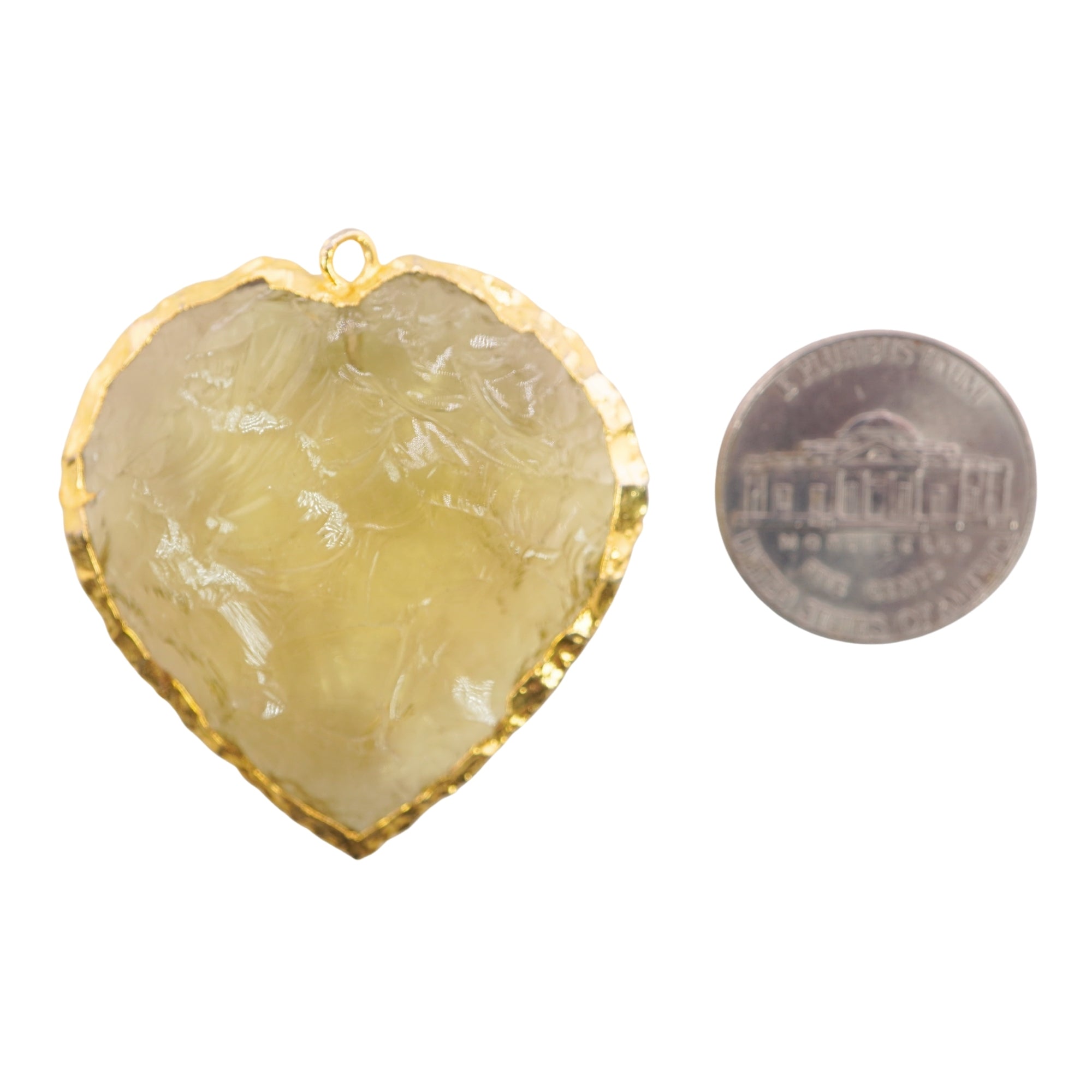 Lemon Hydro Quartz Heart Shape Gemstone Gold Electroplated Charm Pendant