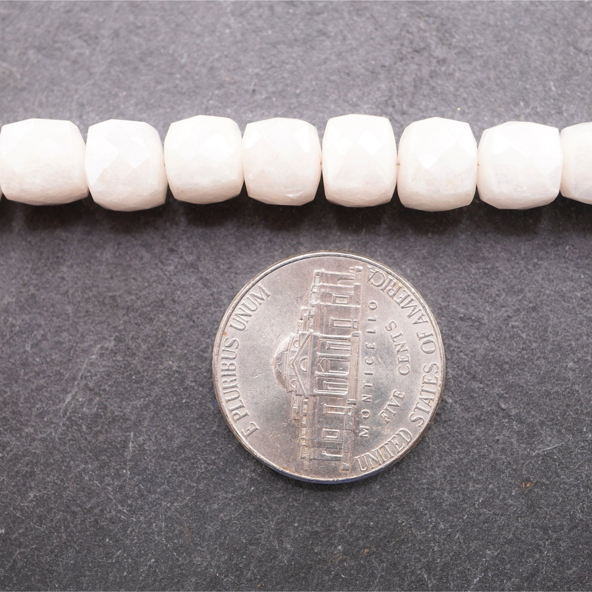 Milky Quartz Mystic Coated Faceted Box Shape Strand Beads