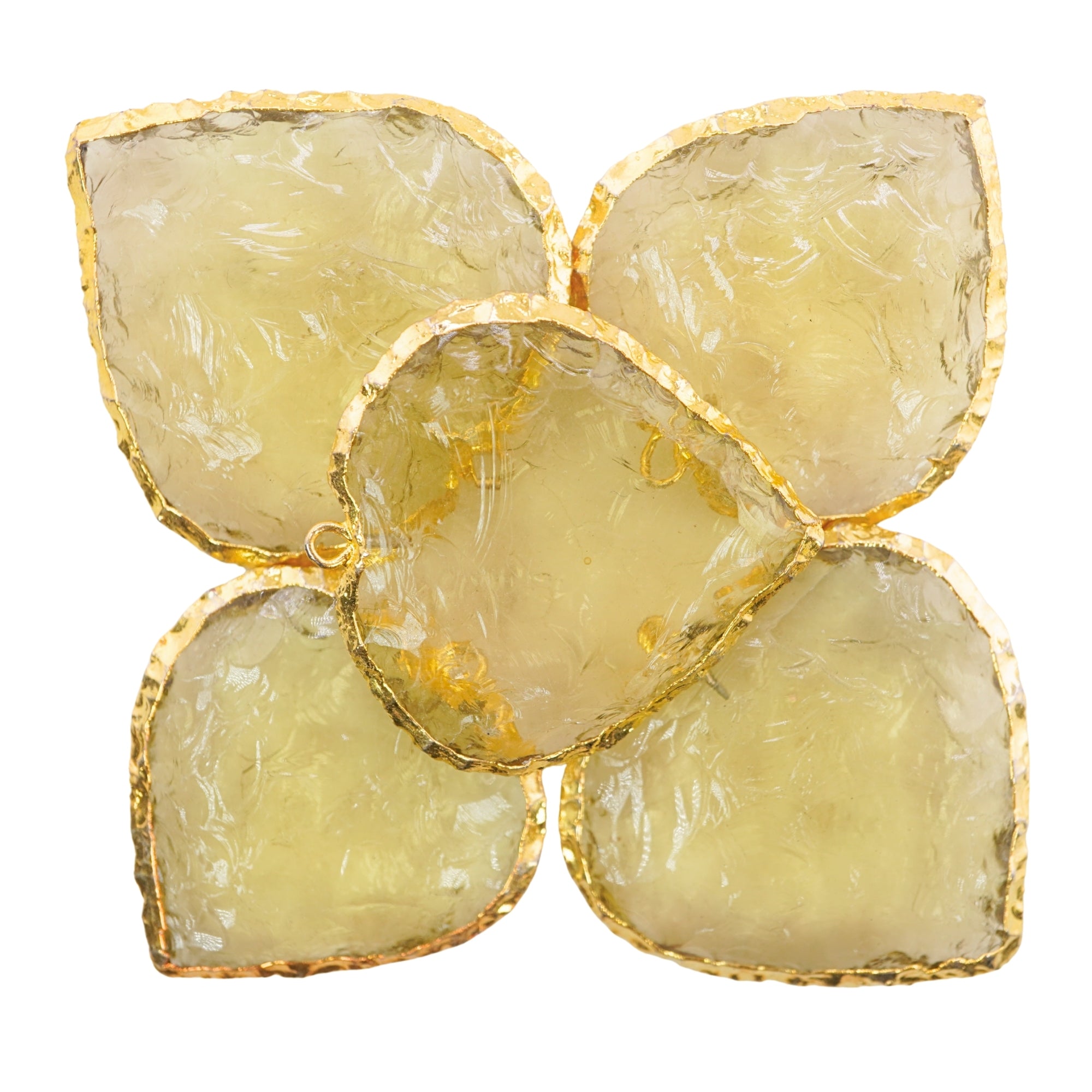 Lemon Hydro Quartz Heart Shape Gemstone Gold Electroplated Charm Pendant