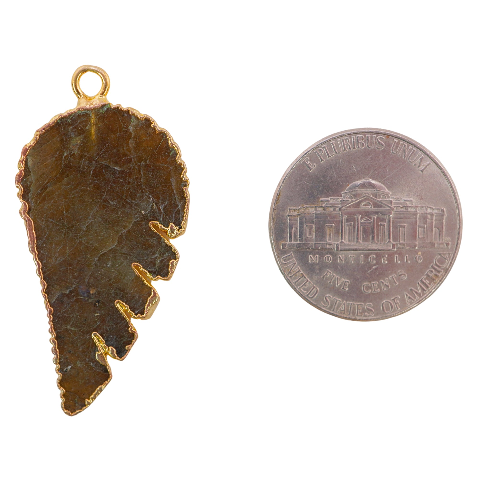Labradorite Angel Wing Shape Gemstone Gold Electroplated Charm Pendant For Jewelry Making