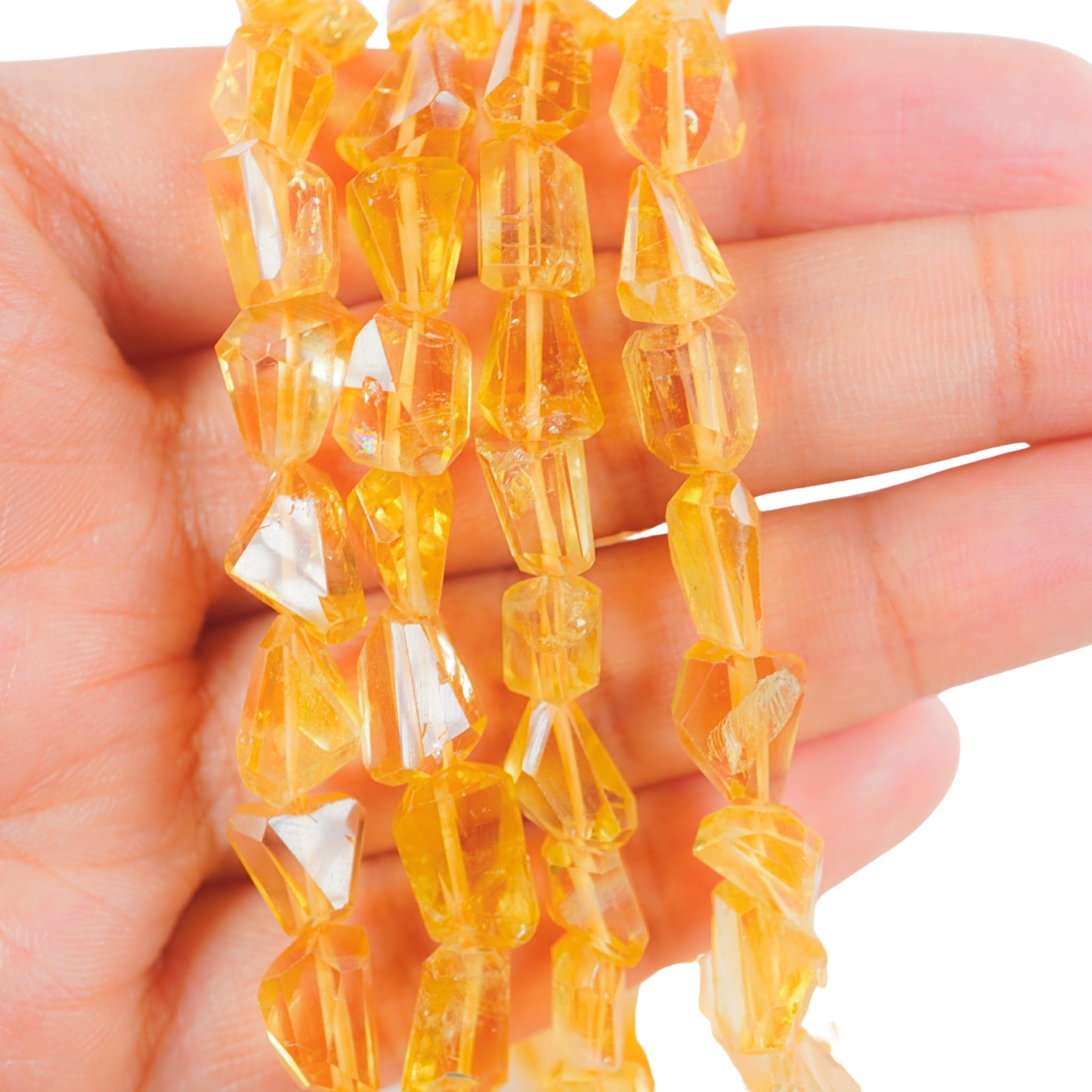 Citrine Step Cut Nugget Shape Loose Gemstone Strand Beads
