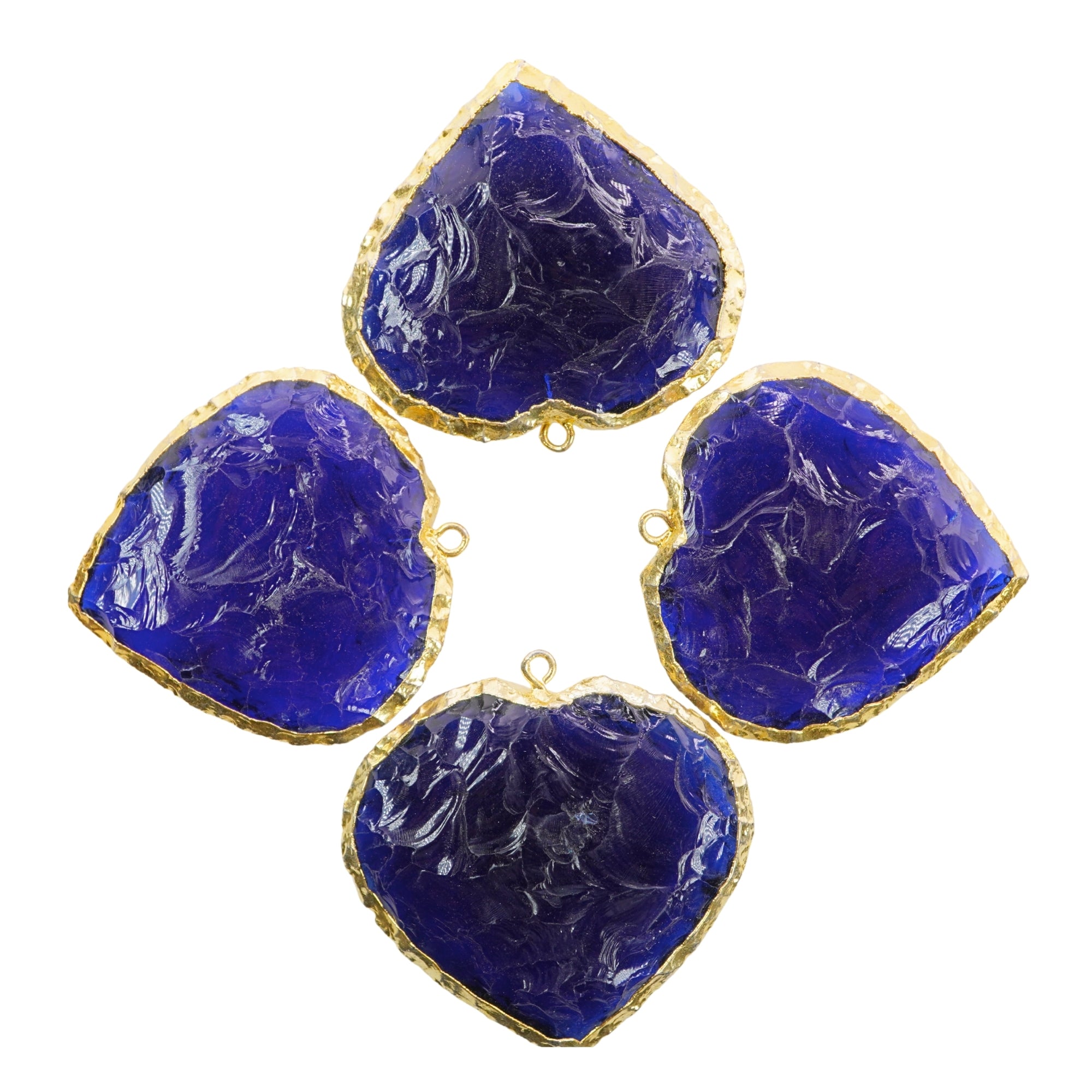 Blue Hydro Quartz Heart Shape Gemstone Gold Electroplated Charm Pendant