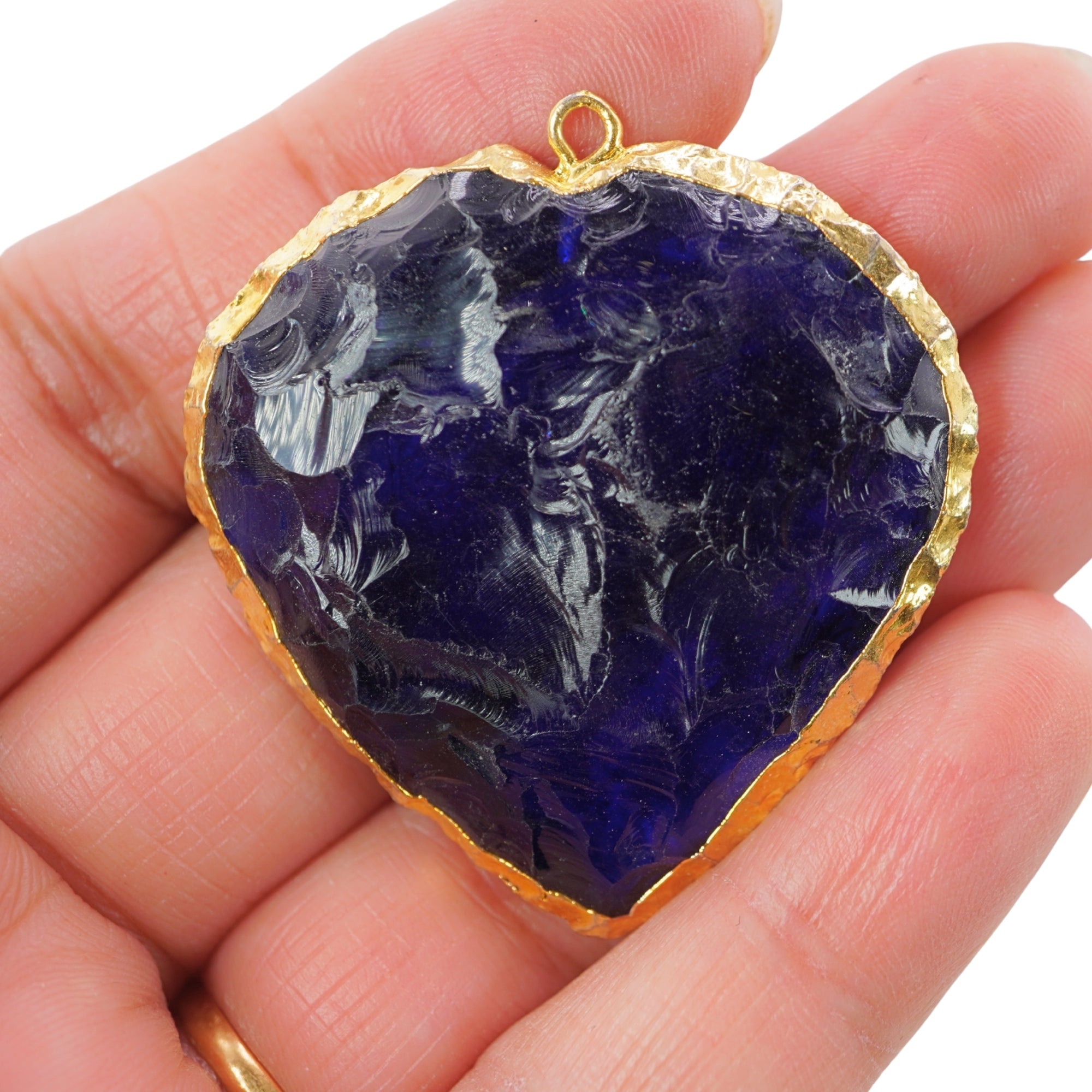Blue Hydro Quartz Heart Shape Gemstone Gold Electroplated Charm Pendant