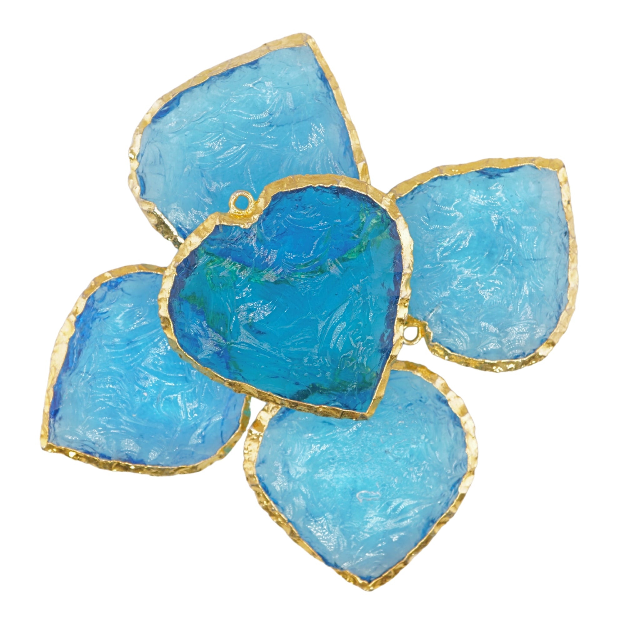 Sky Blue Hydro Quartz Heart Shape Gemstone Gold Electroplated Charm Pendant