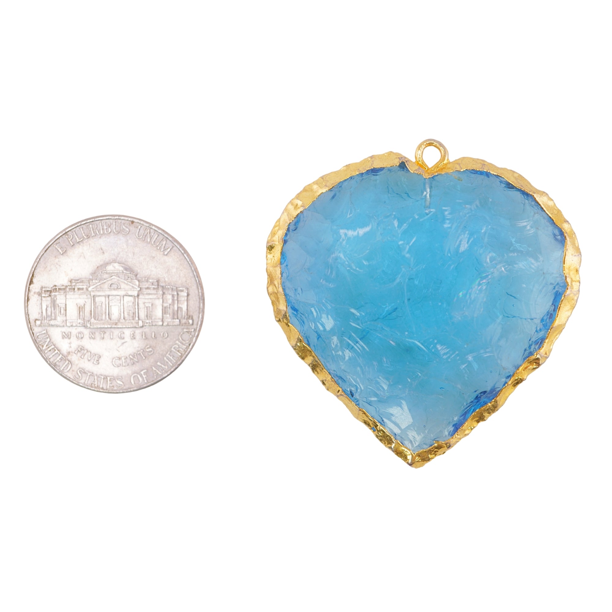 Sky Blue Hydro Quartz Heart Shape Gemstone Gold Electroplated Charm Pendant