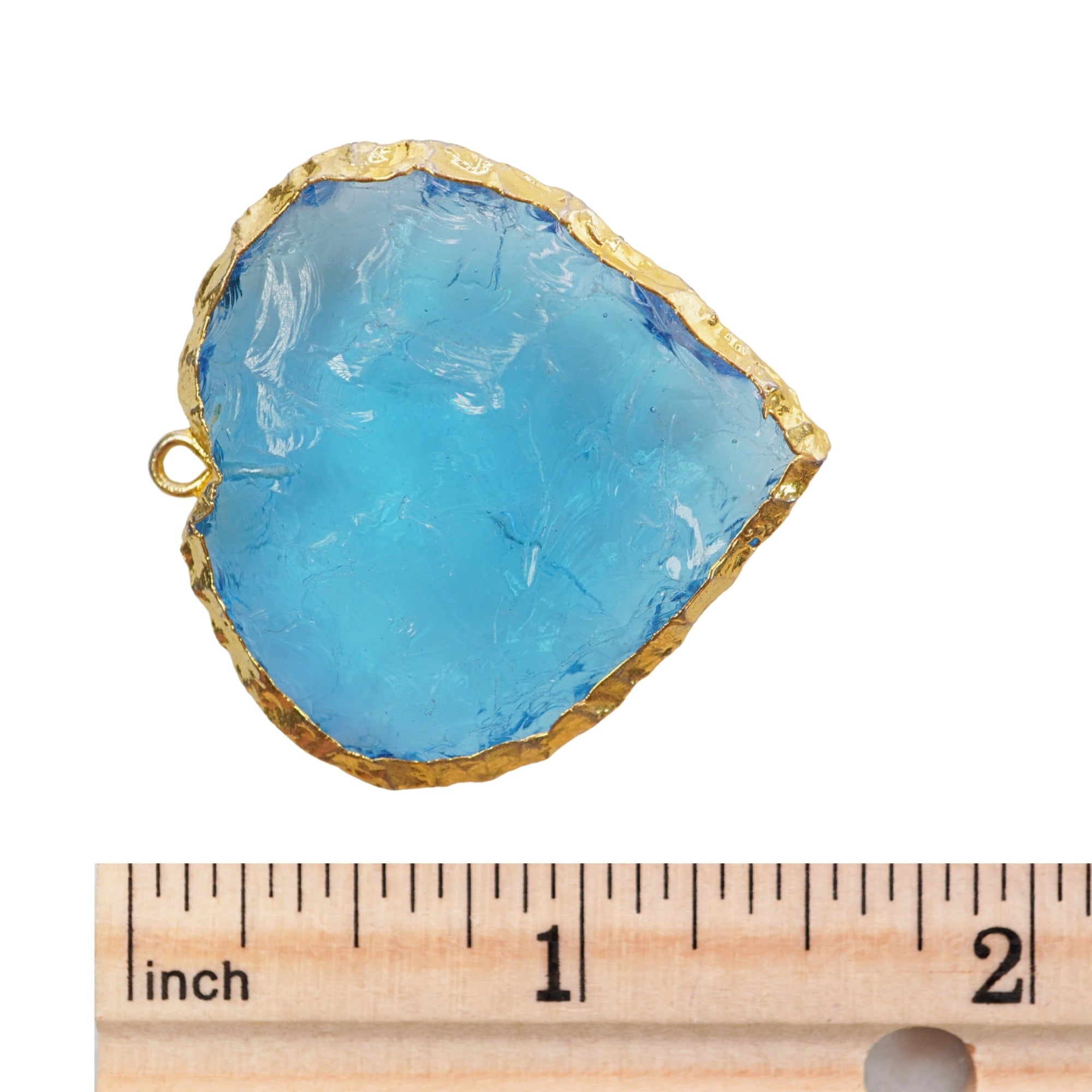 Sky Blue Hydro Quartz Heart Shape Gemstone Gold Electroplated Charm Pendant