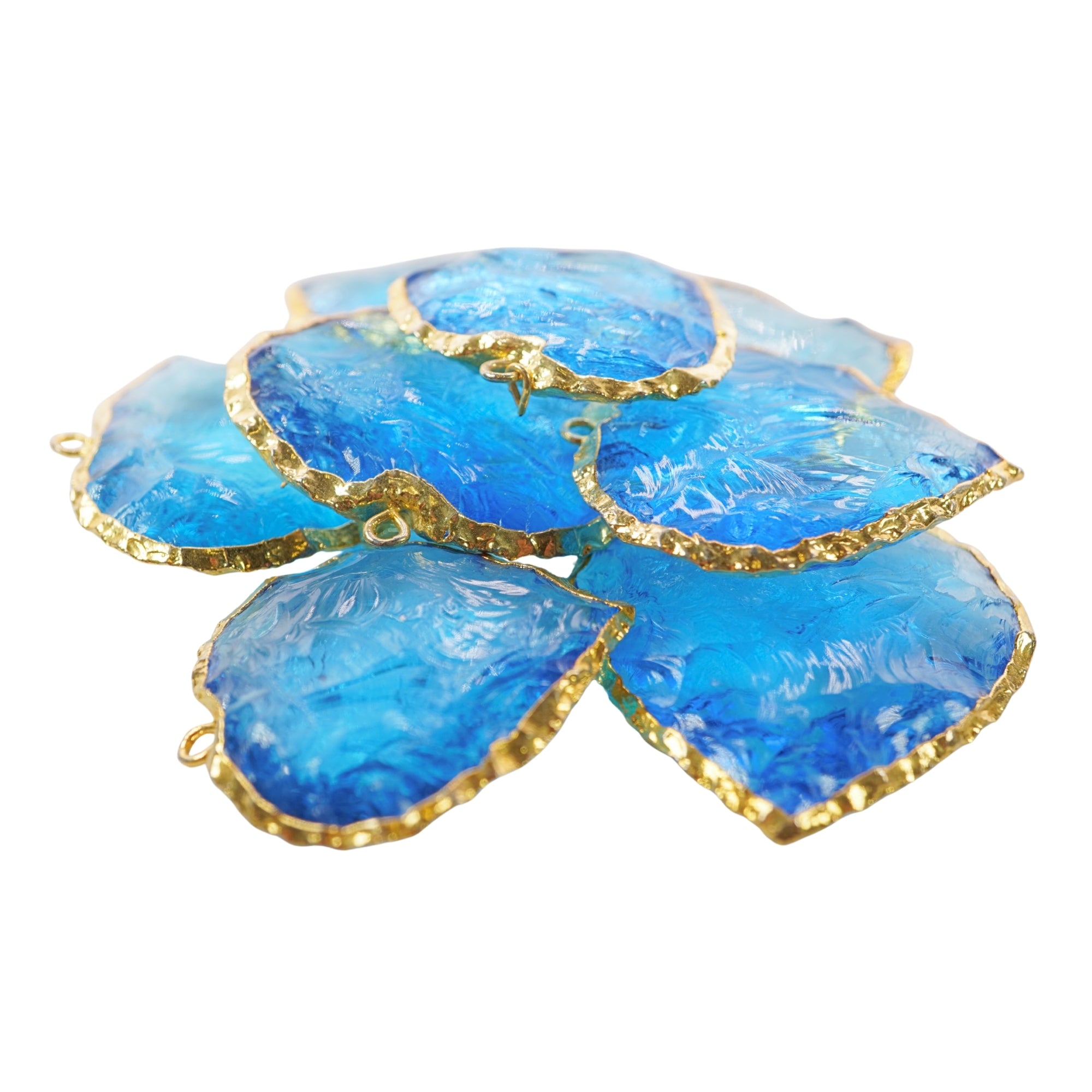 Sky Blue Hydro Quartz Heart Shape Gemstone Gold Electroplated Charm Pendant