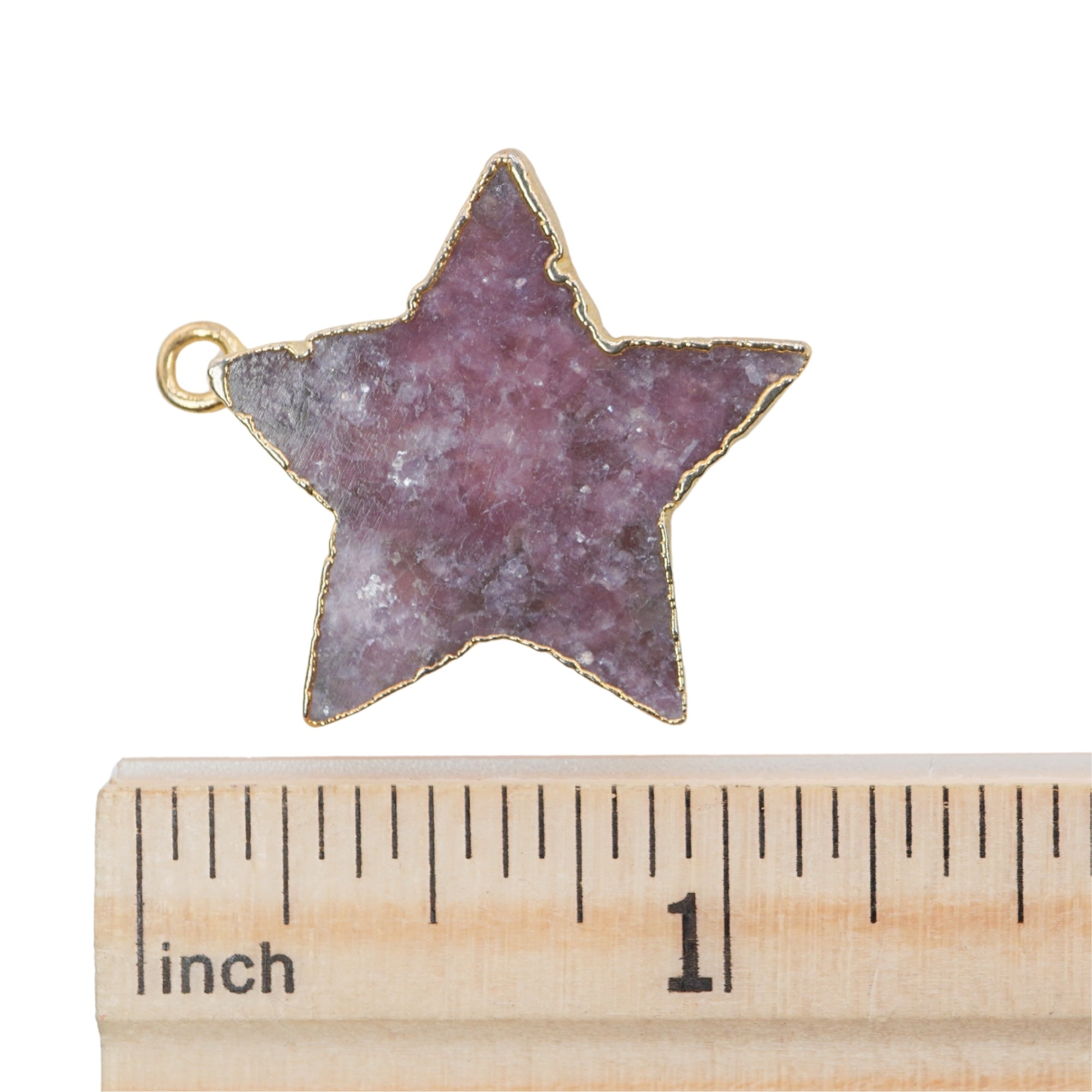 Lepidolite Carved Star Shape Gemstone Gold Electroplated Charm Pendant