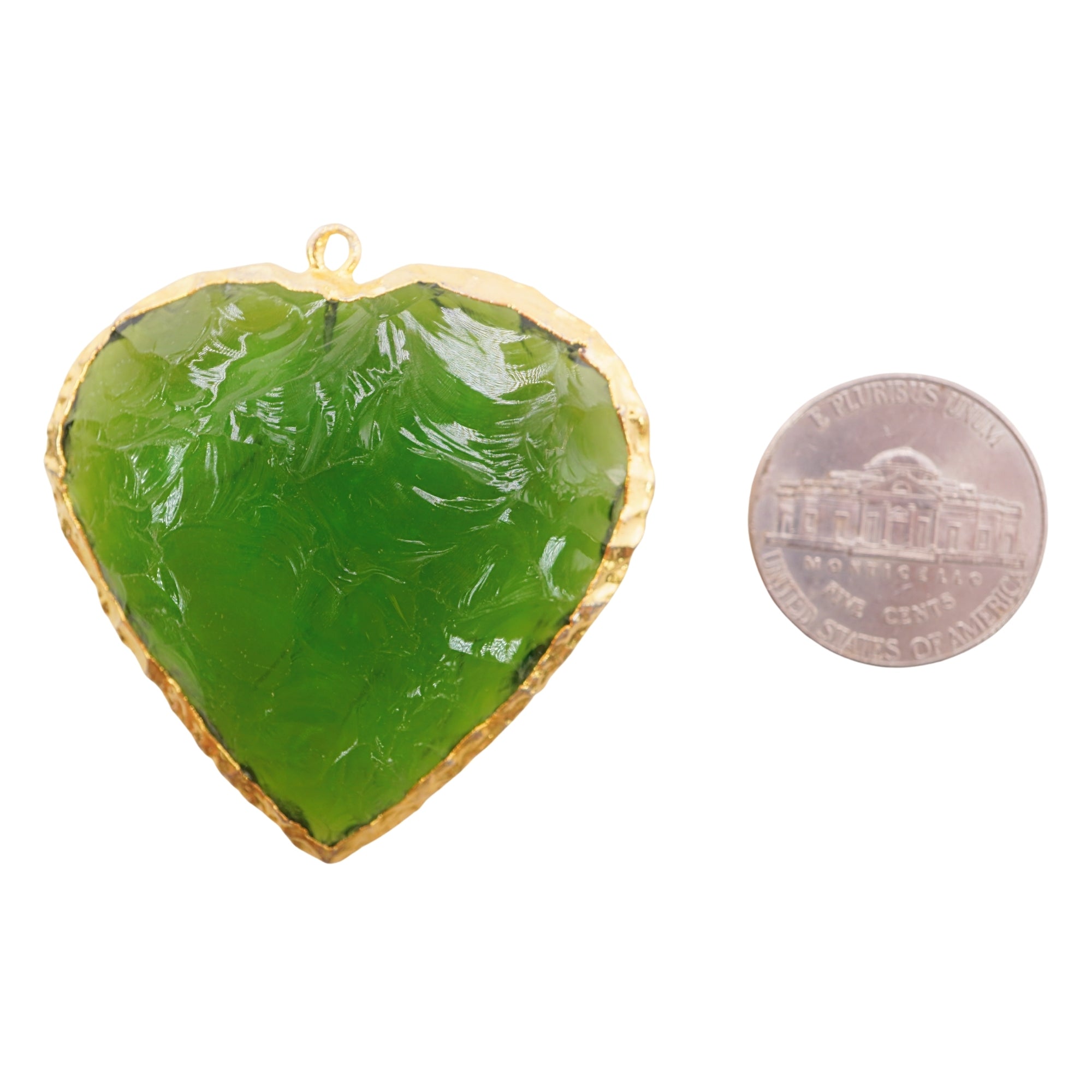 Peridot Hydro Quartz Heart Shape Gemstone Gold Electroplated Charm Pendant