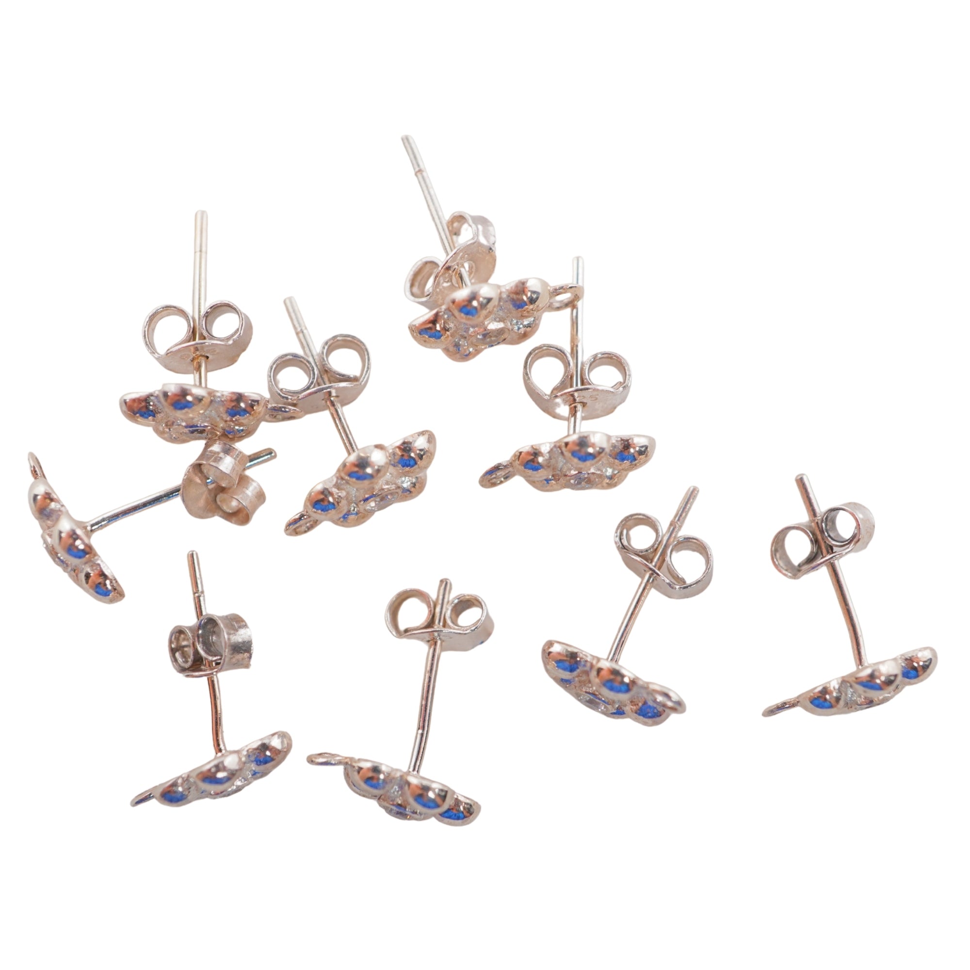 925 Sterling Silver CZ Post Earring Findings with a Loop