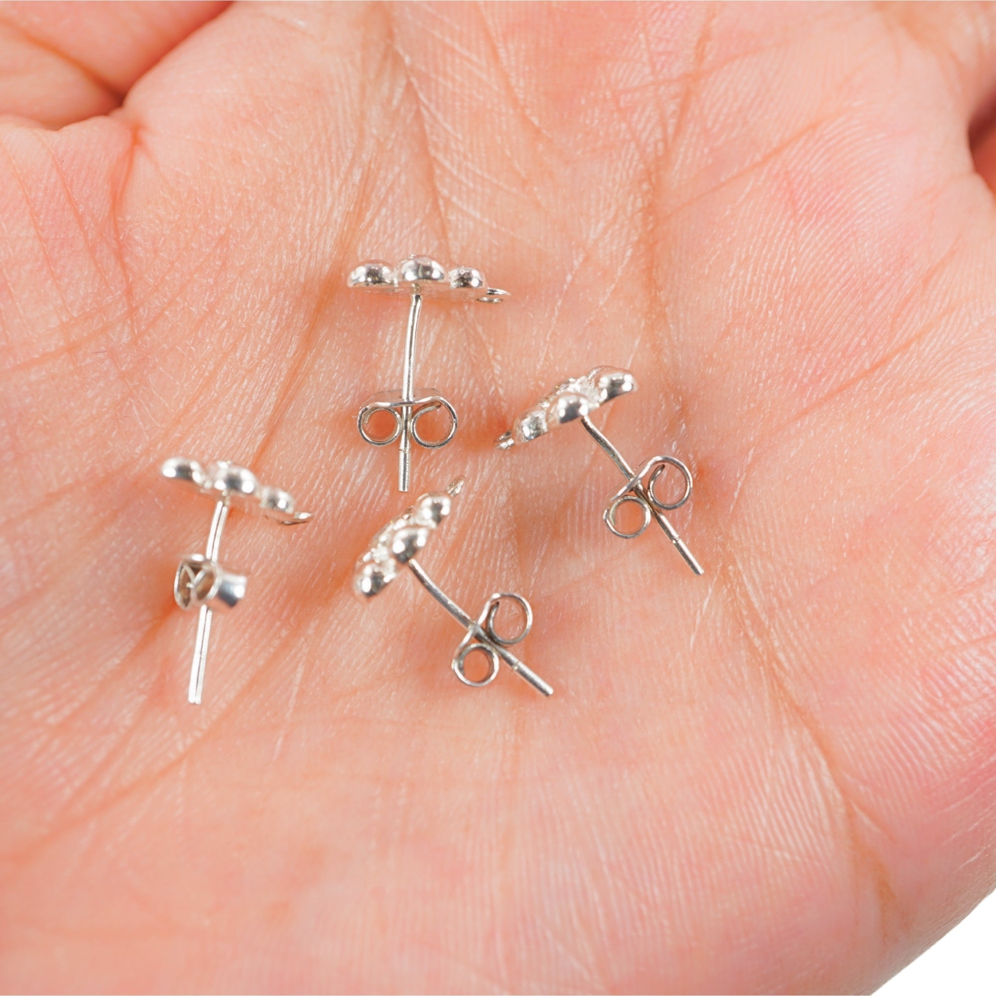 925 Sterling Silver CZ Post Earring Findings with a Loop