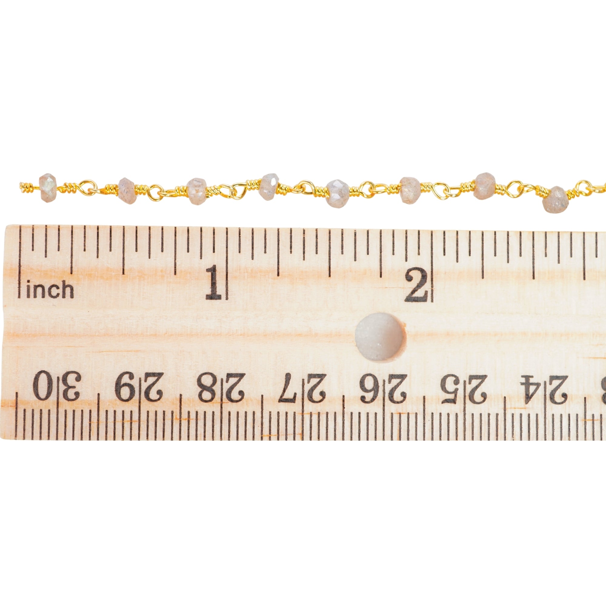 Mystic Coated Labradorite Gemstone Gold Plated Brass Wire Wrapped Rosary Chain Beads