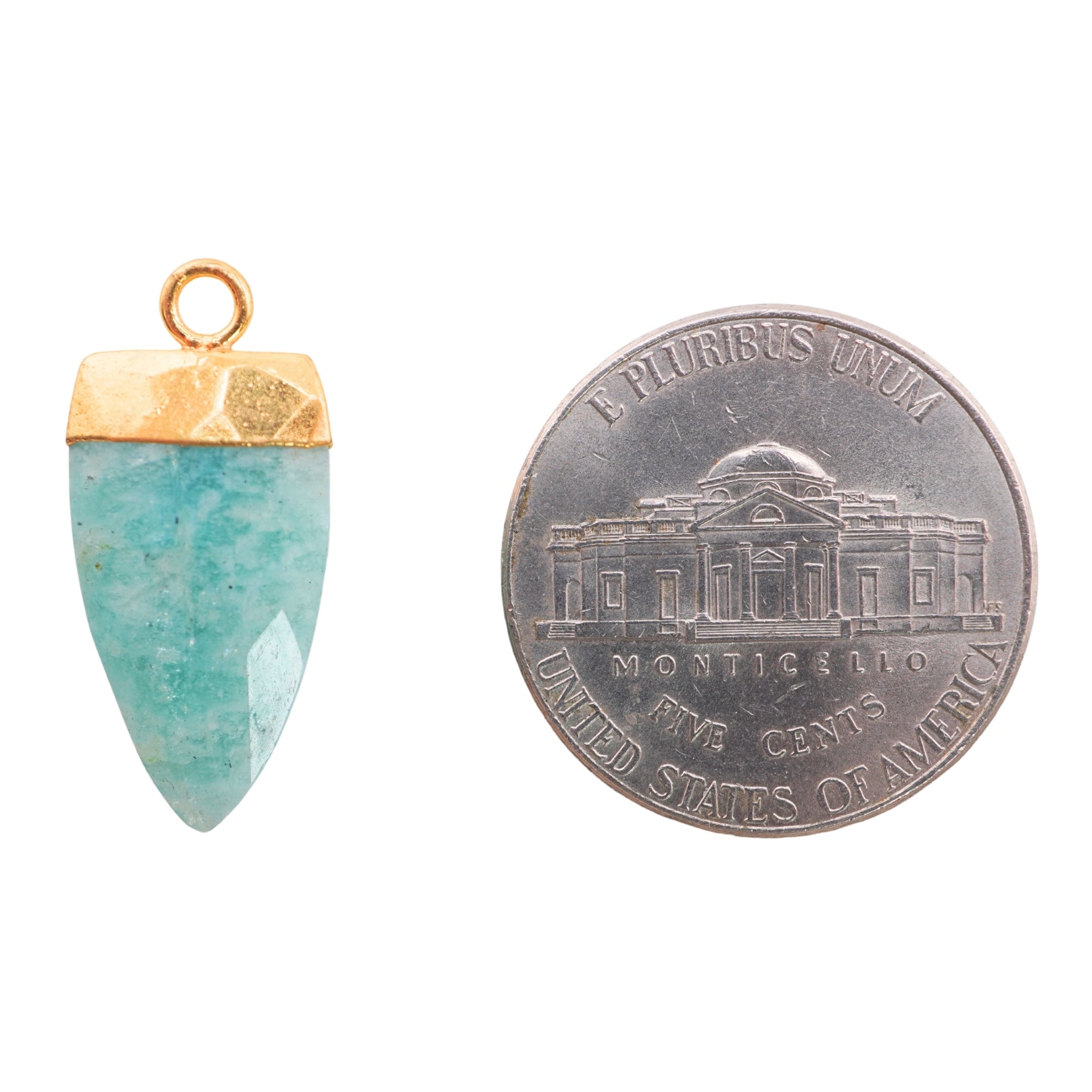 Electroplated Amazonite Pendant Arrow Shape