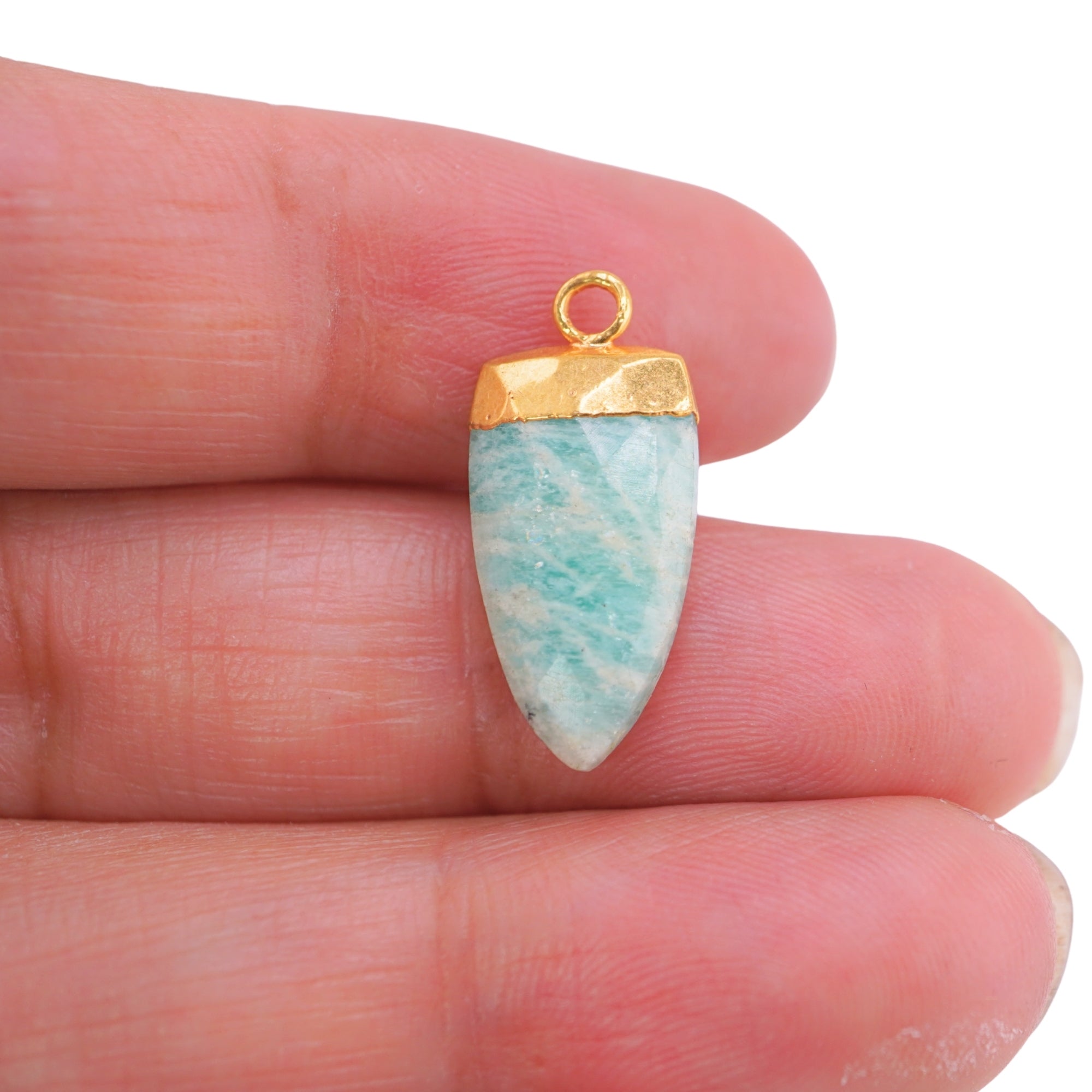Electroplated Amazonite Pendant Arrow Shape