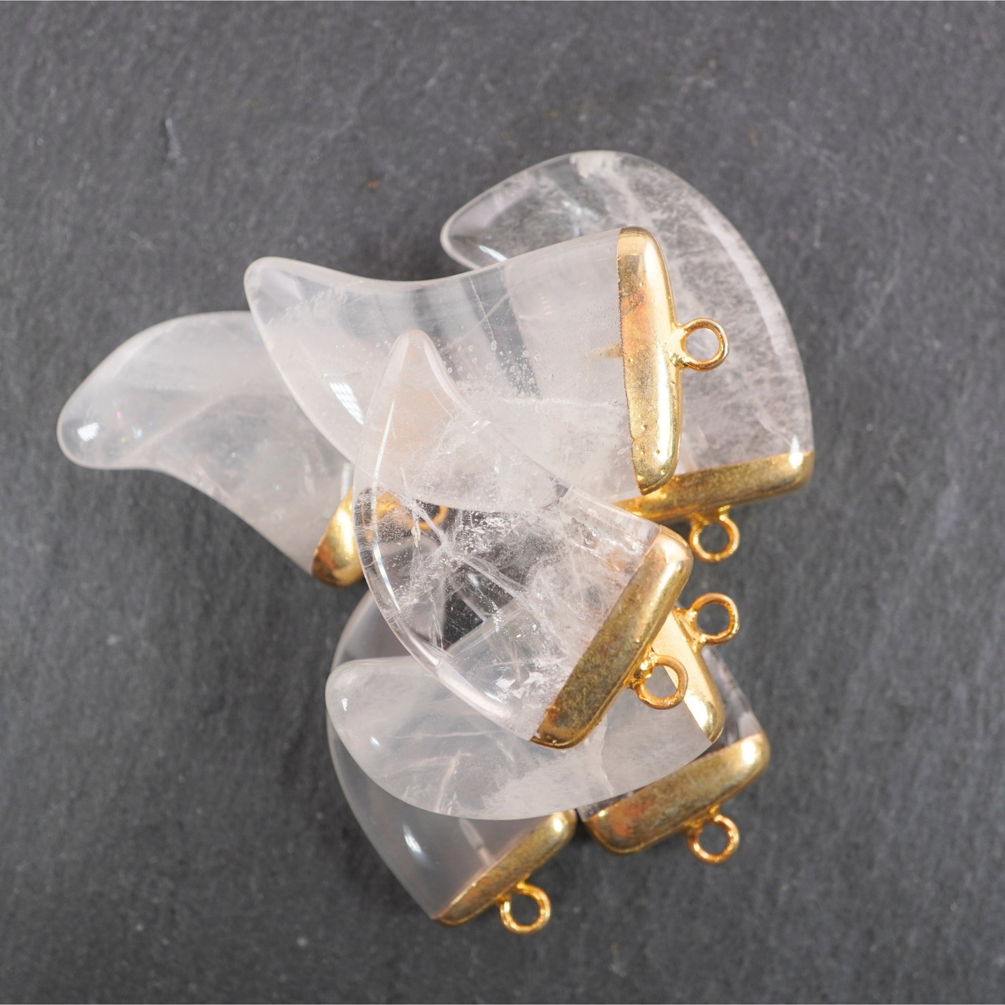 Crystal Quartz Nail Shape Gold Electroplated Pendant Charm Ranges