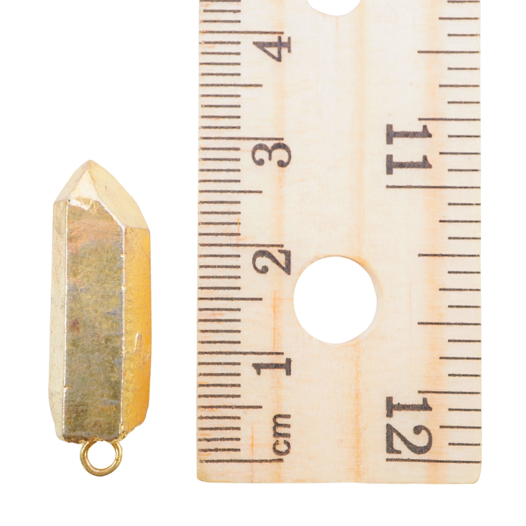 Crystal Quartz Point Pencil Shape Gemstone Full Gold Electroplated Charm Pendant For Jewelry Making