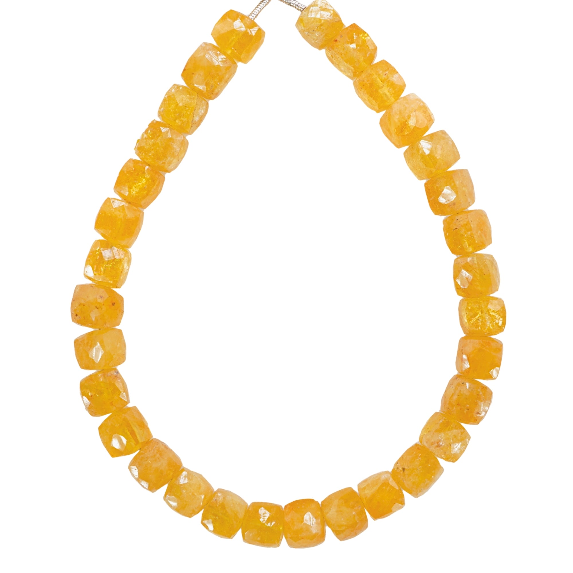 Yellow Aquamarine Faceted Cube Shape Beads Strand