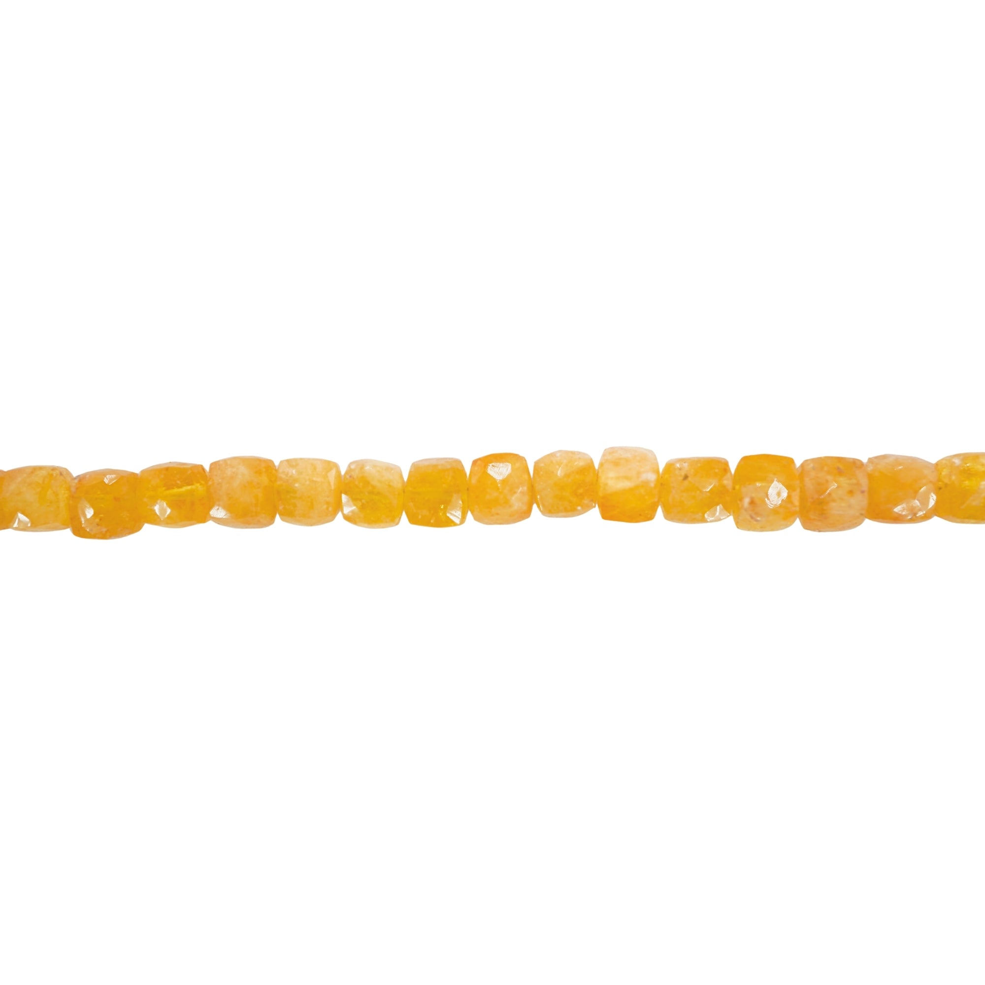 Yellow Aquamarine Faceted Cube Shape Beads Strand
