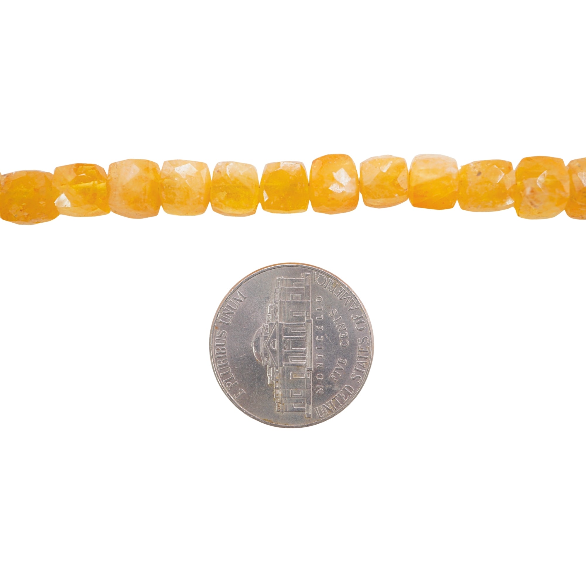 Yellow Aquamarine Faceted Cube Shape Beads Strand