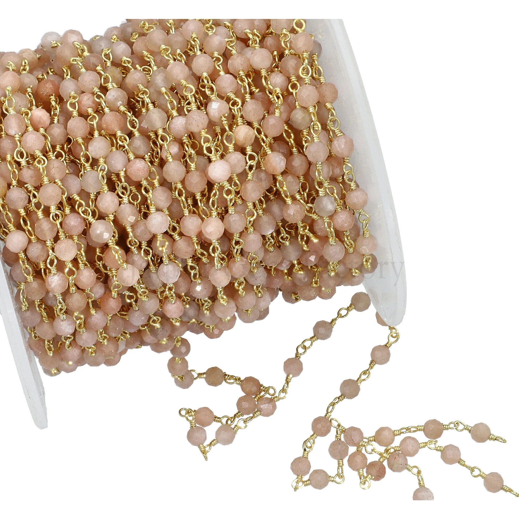 3.5mm moonstone beaded rosary chain