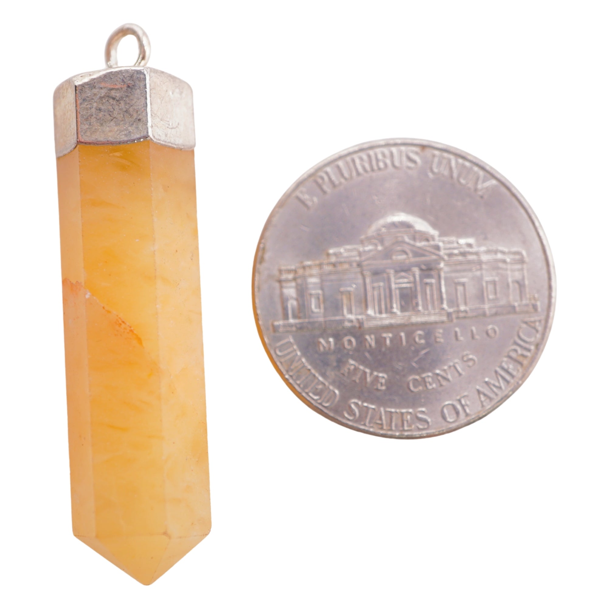 Yellow Aventurine Pencil Shape Gemstone Silver Electroplated Pendant Charm For Jewelry Making