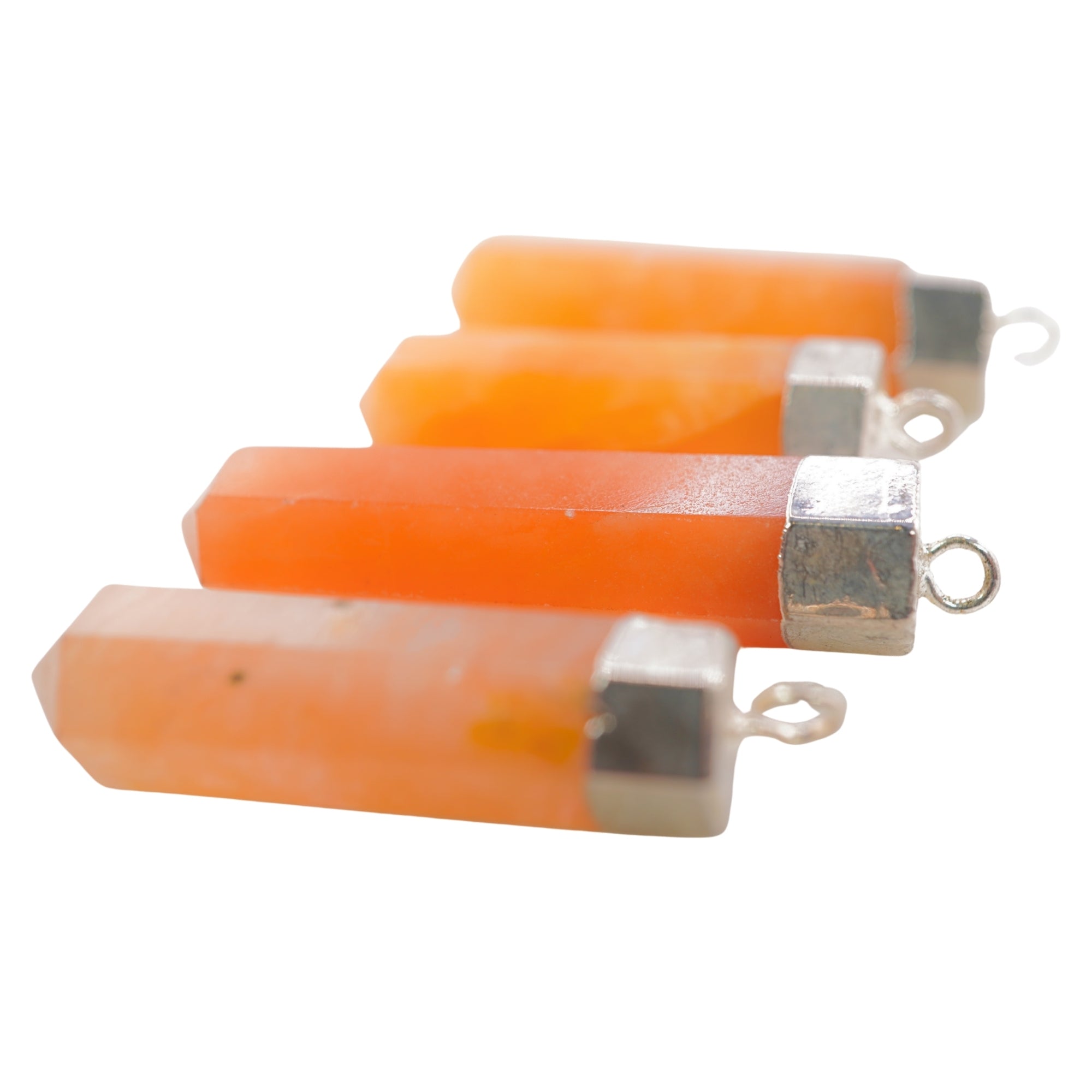 Red Aventurine Point Pencil Cap Shape Gemstone Silver Electroplated Pendant Charm For Jewelry Making