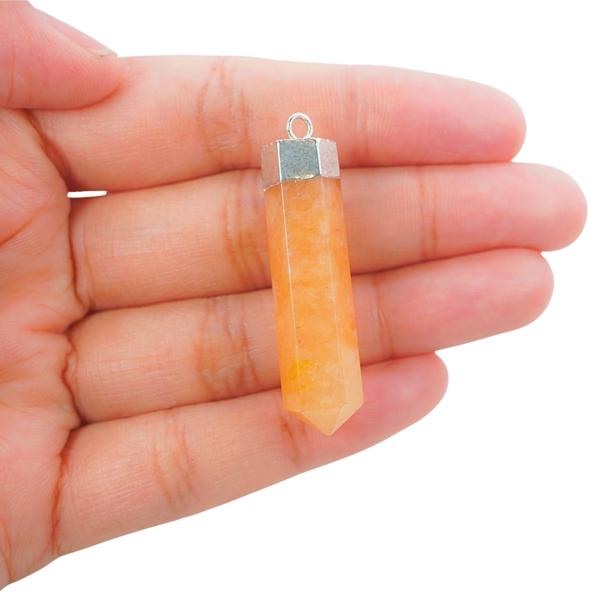Red Aventurine Point Pencil Cap Shape Gemstone Silver Electroplated Pendant Charm For Jewelry Making