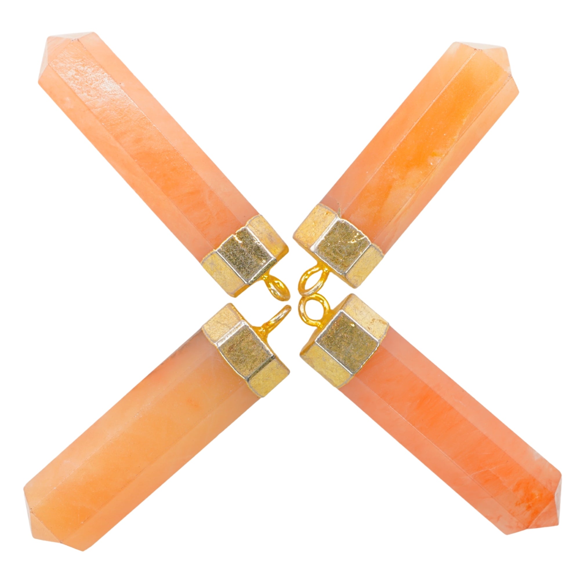 Red Aventurine Point Pencil Cap Shape Gemstone Gold Electroplated Pendant Charm For Jewelry Making