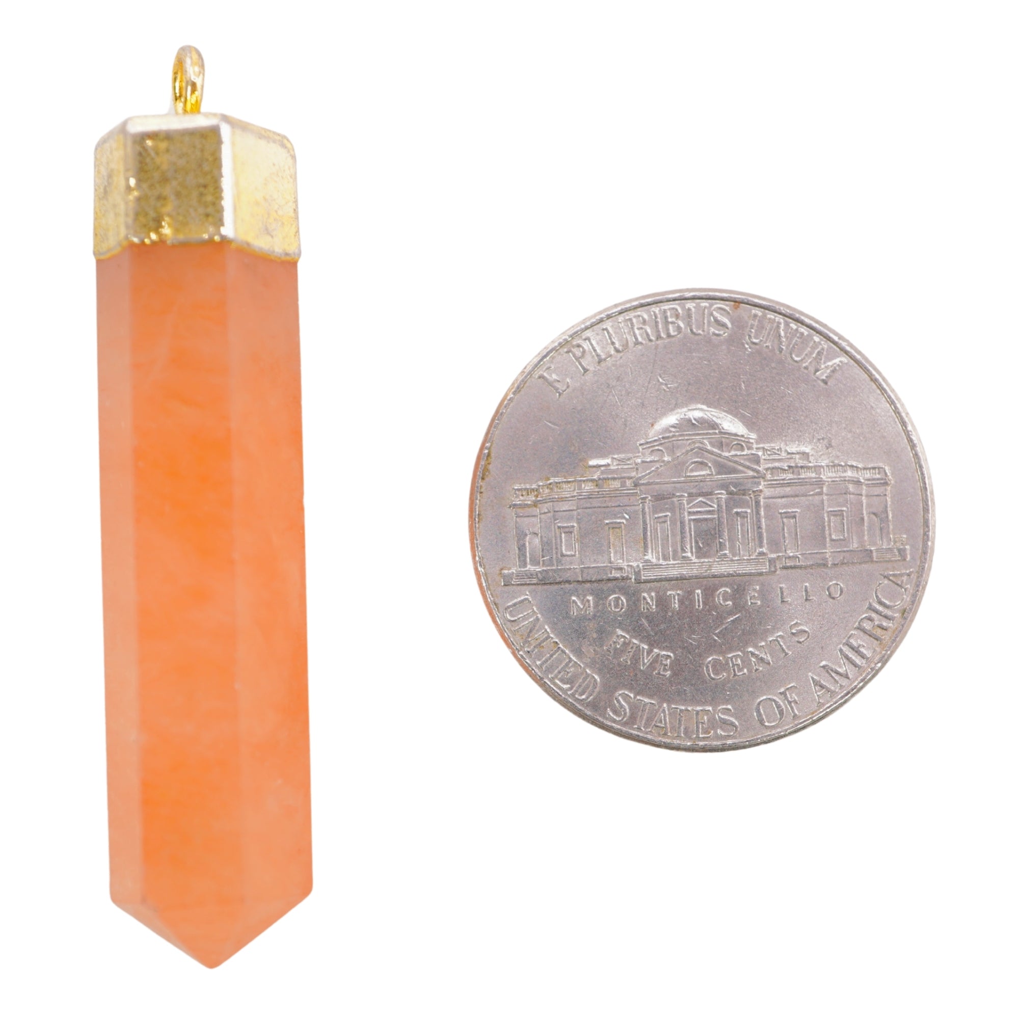 Red Aventurine Point Pencil Cap Shape Gemstone Gold Electroplated Pendant Charm For Jewelry Making