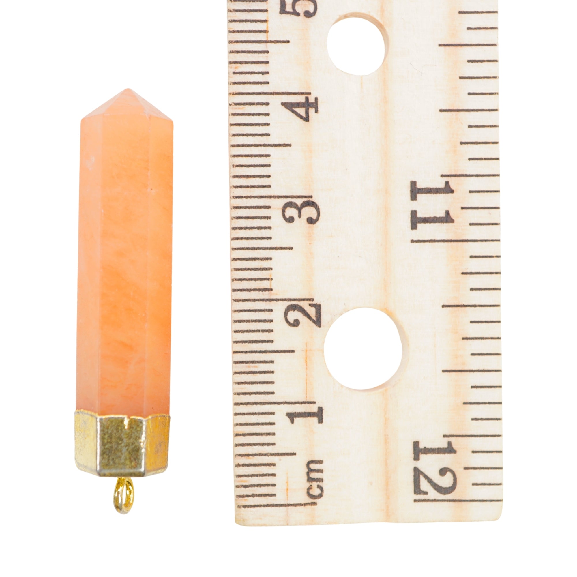 Red Aventurine Point Pencil Cap Shape Gemstone Gold Electroplated Pendant Charm For Jewelry Making
