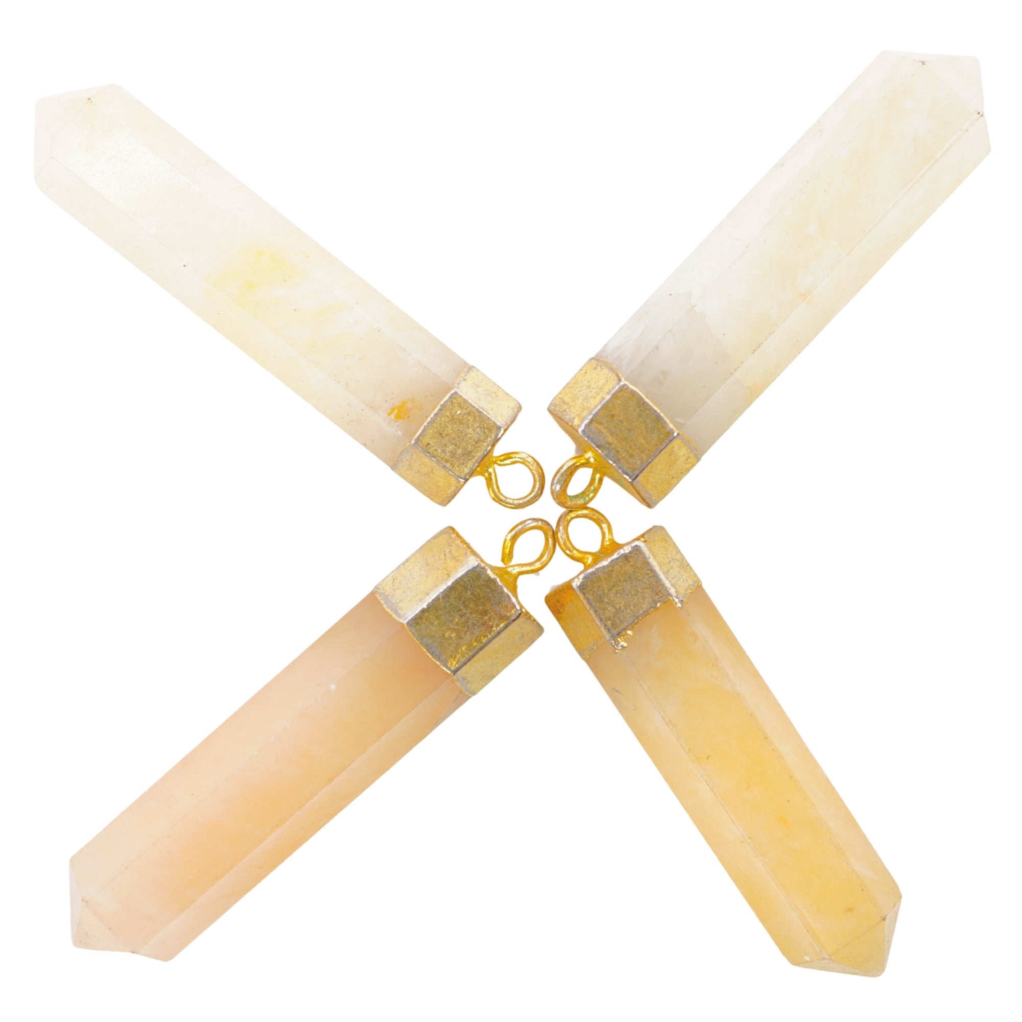 Yellow Aventurine Point Pencil Cap Shape Gemstone Gold Electroplated Pendant Charm For Jewelry Making