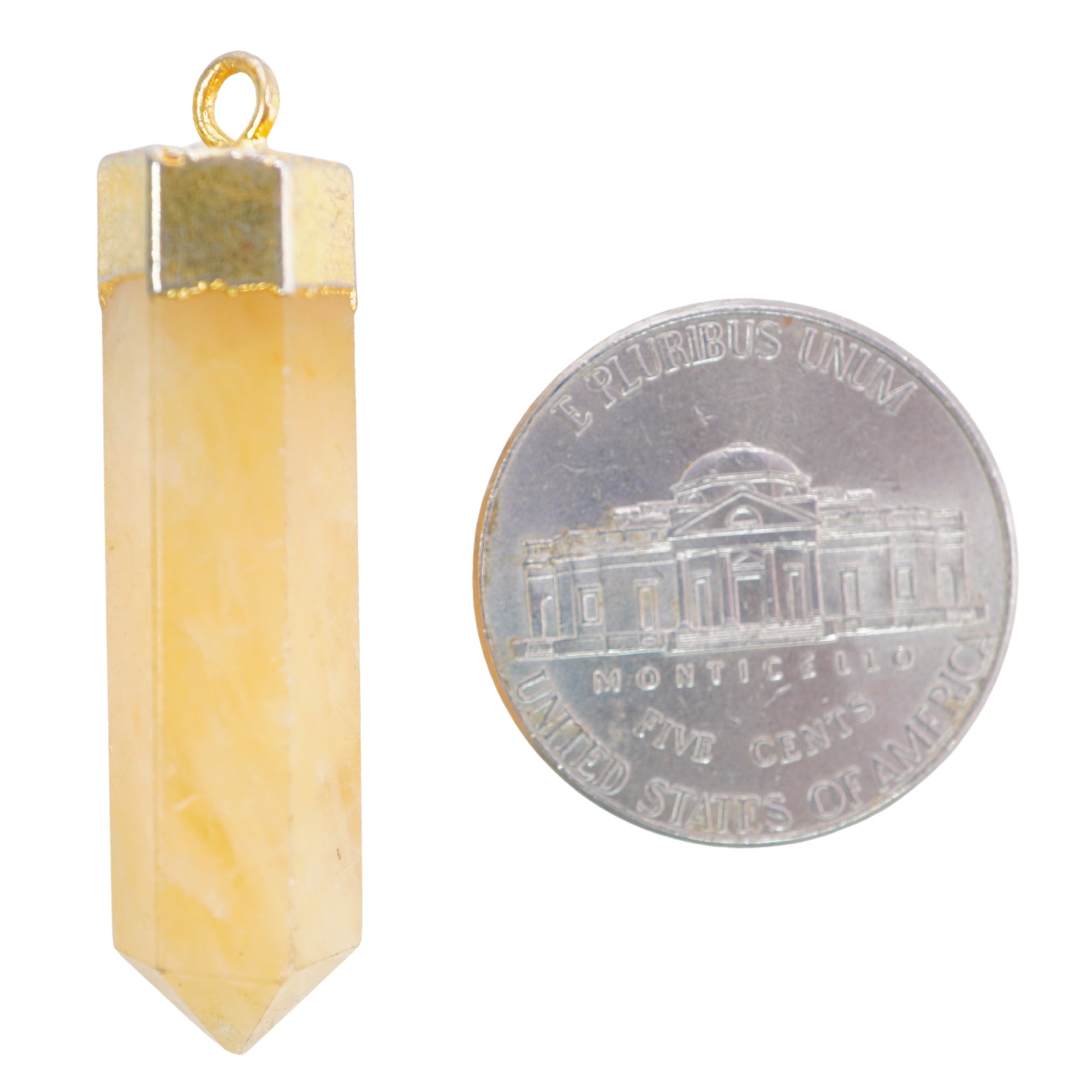 Yellow Aventurine Point Pencil Cap Shape Gemstone Gold Electroplated Pendant Charm For Jewelry Making