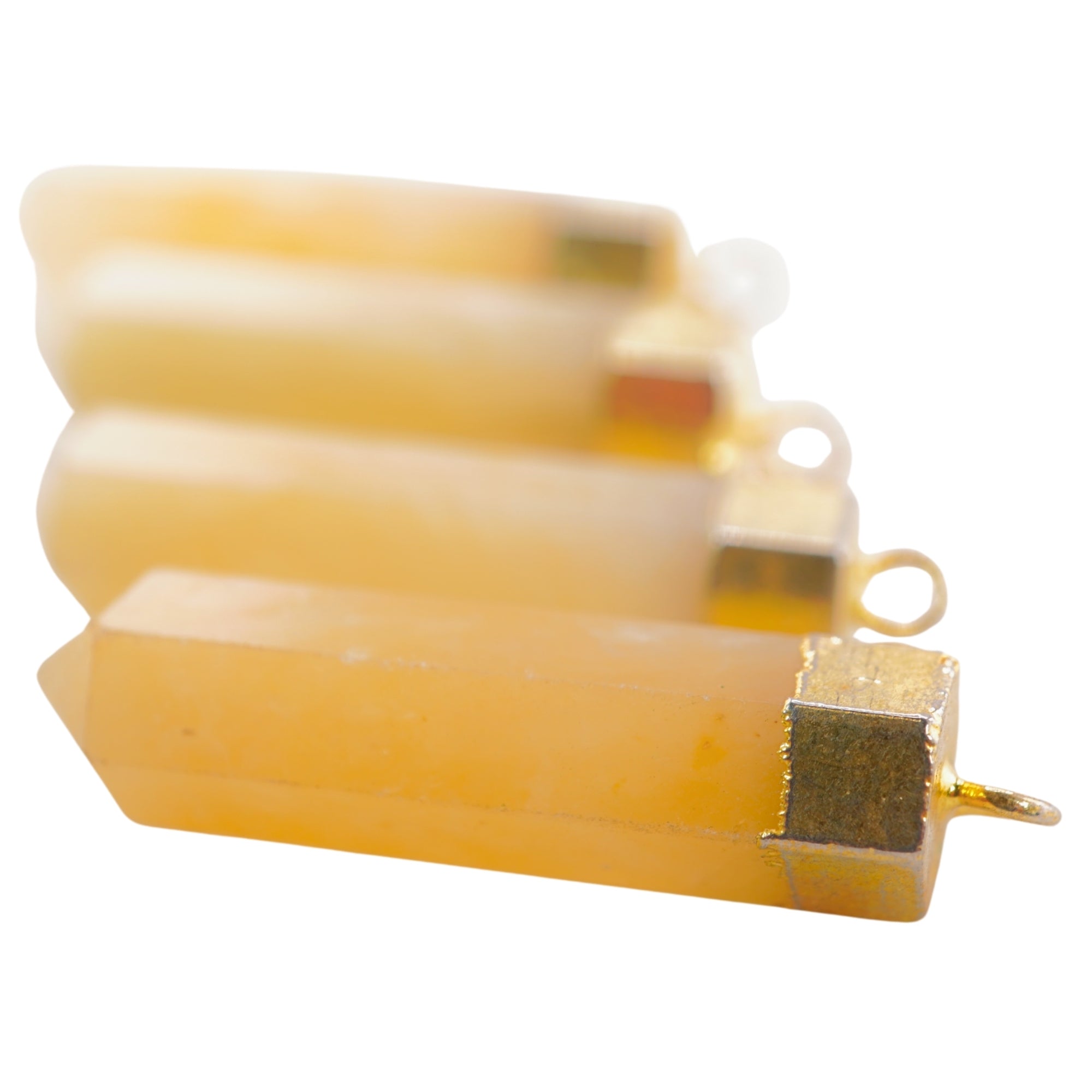 Yellow Aventurine Point Pencil Cap Shape Gemstone Gold Electroplated Pendant Charm For Jewelry Making