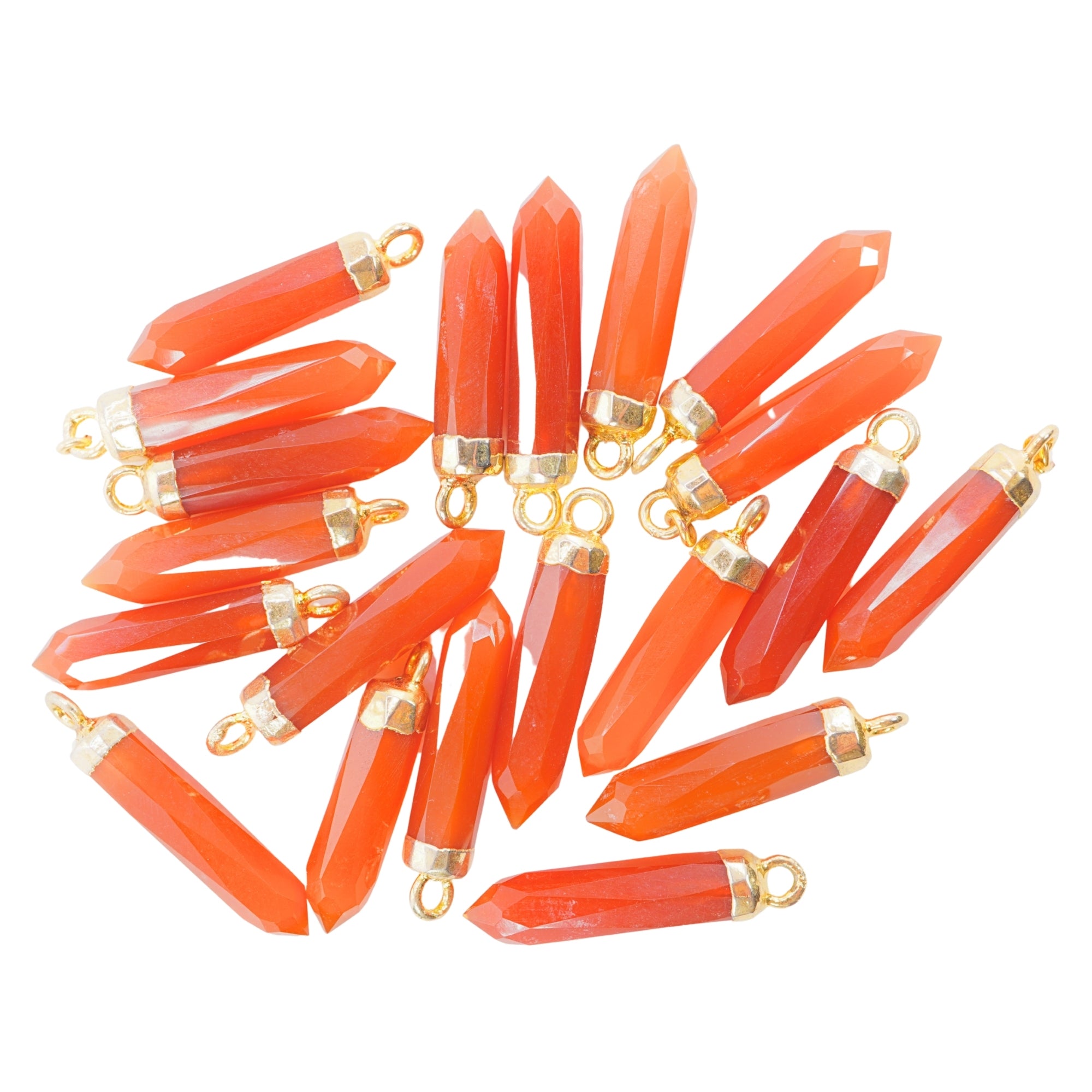 Red Onyx Faceted Bullet Shape Gemstone Gold Electroplated Charm Pendant