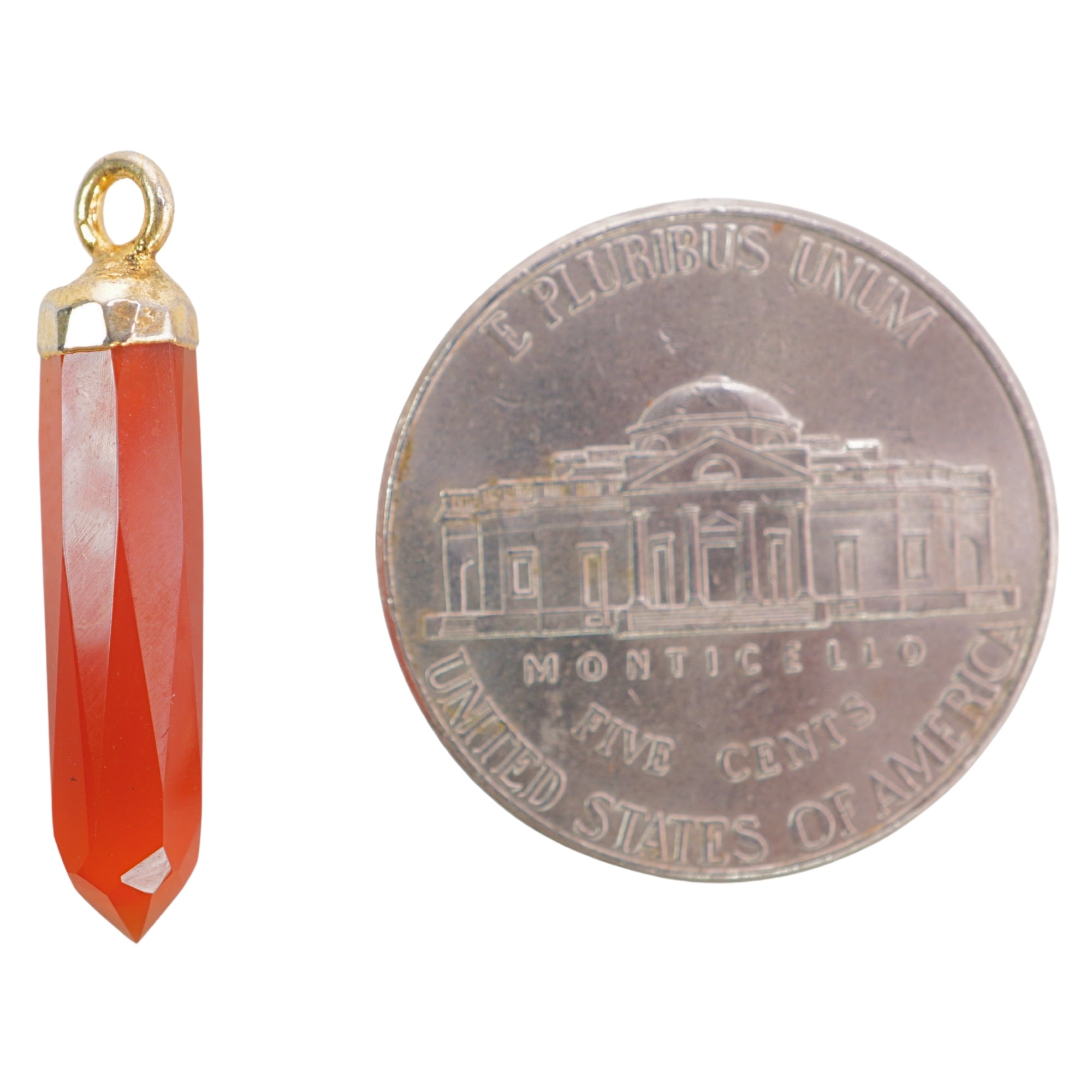 Red Onyx Faceted Bullet Shape Gemstone Gold Electroplated Charm Pendant