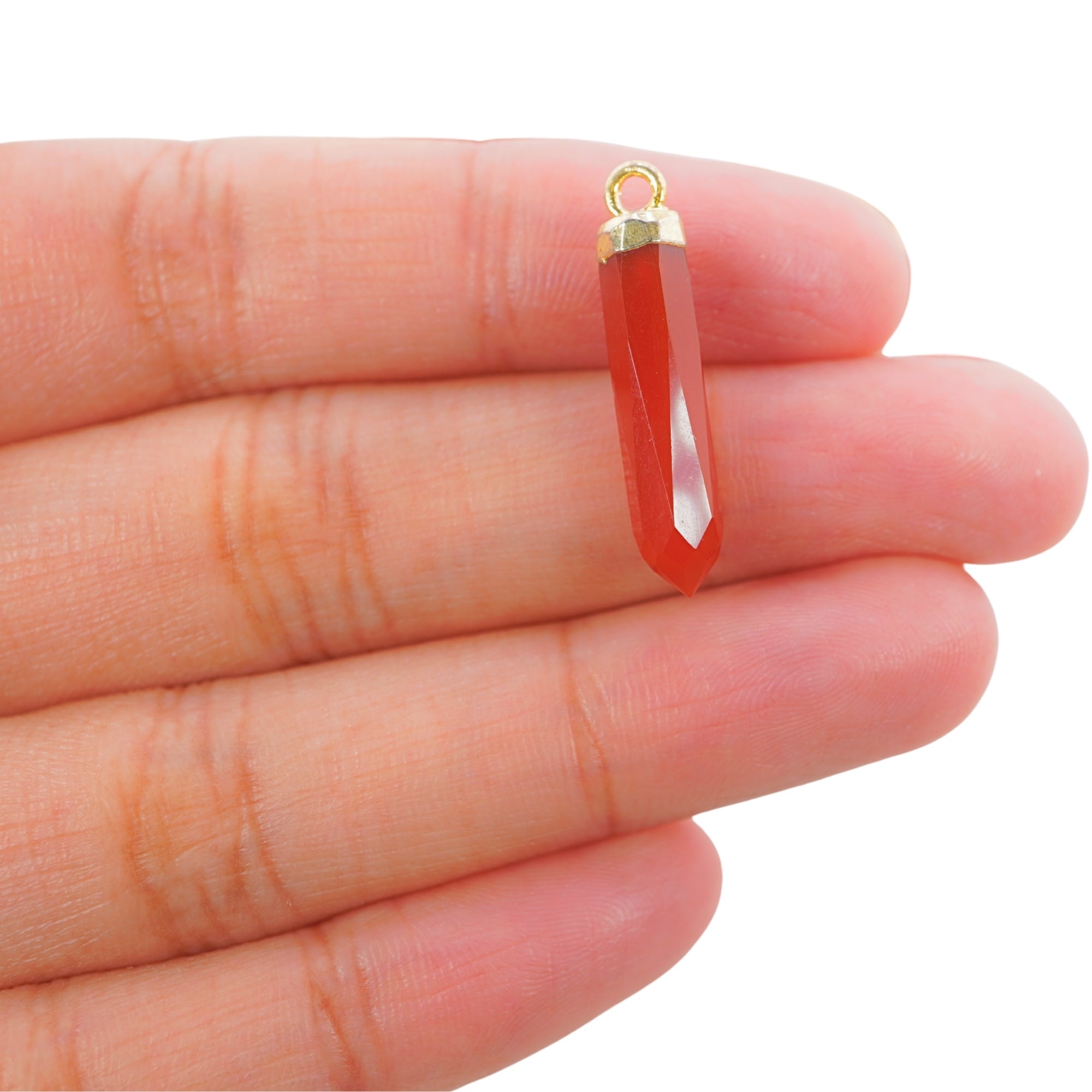 Red Onyx Faceted Bullet Shape Gemstone Gold Electroplated Charm Pendant