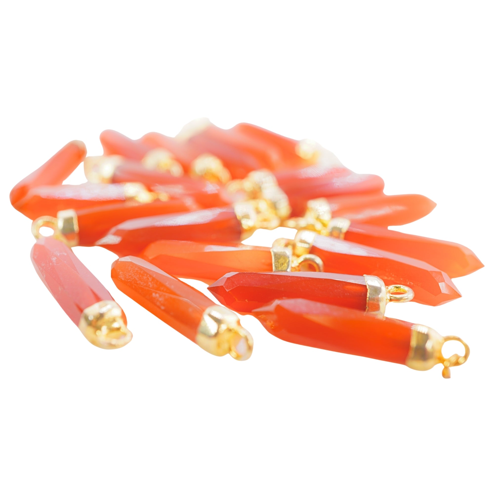 Red Onyx Faceted Bullet Shape Gemstone Gold Electroplated Charm Pendant