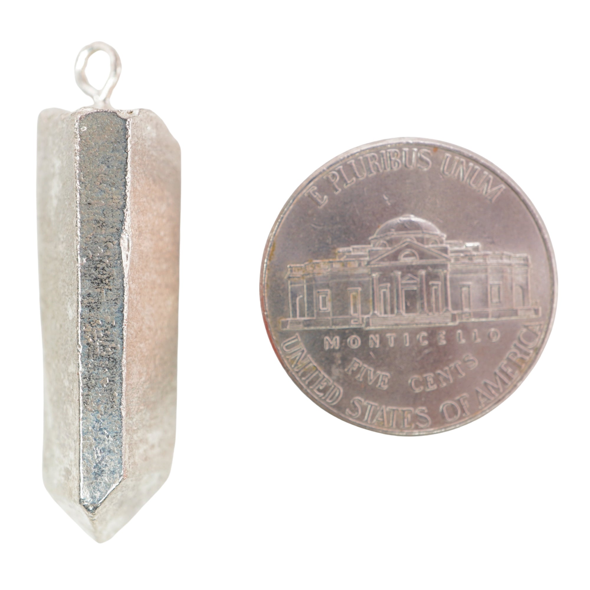 Crystal Quartz Point Pencil Shape Gemstone Full Silver Electroplated Charm Pendant For Jewelry Making
