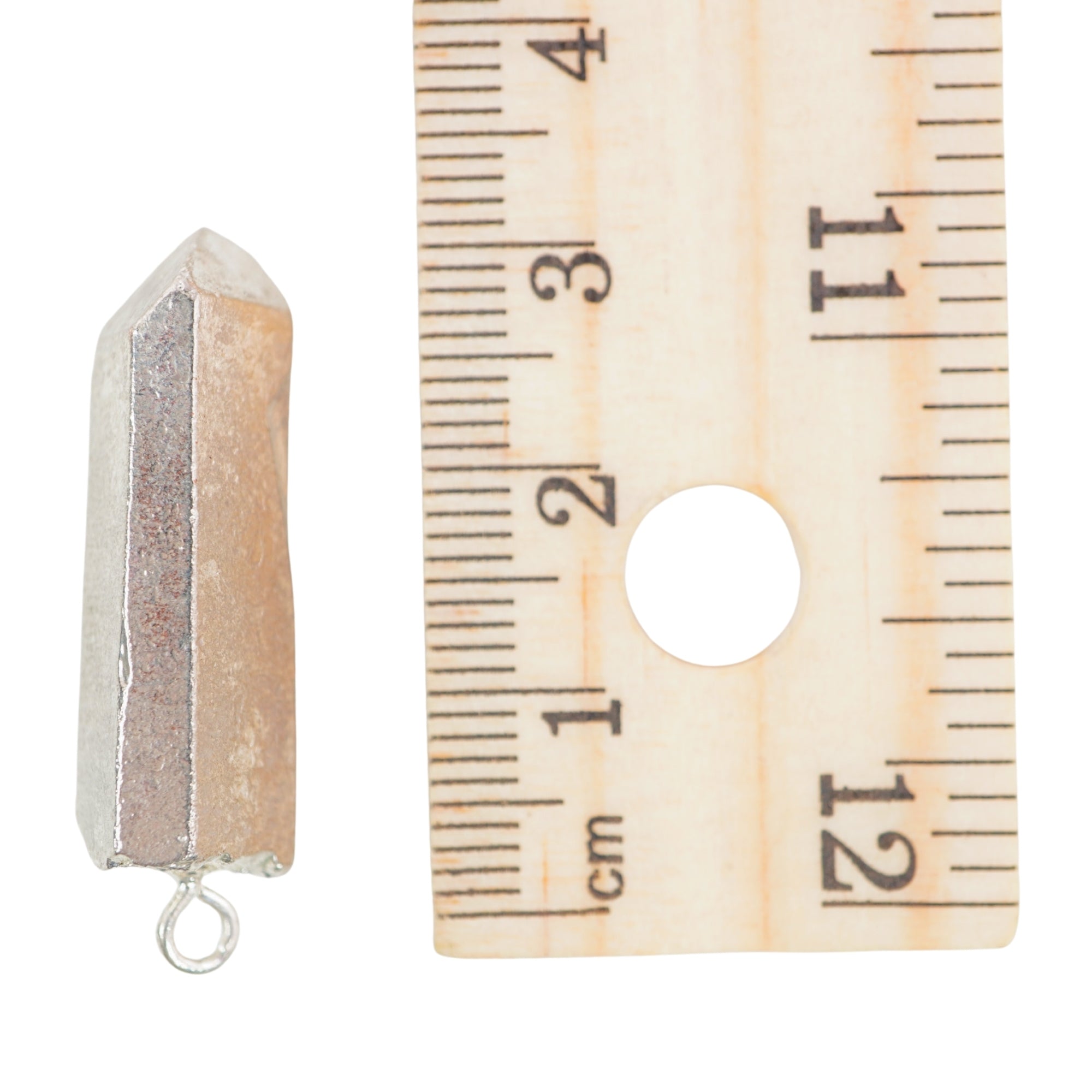 Crystal Quartz Point Pencil Shape Gemstone Full Silver Electroplated Charm Pendant For Jewelry Making
