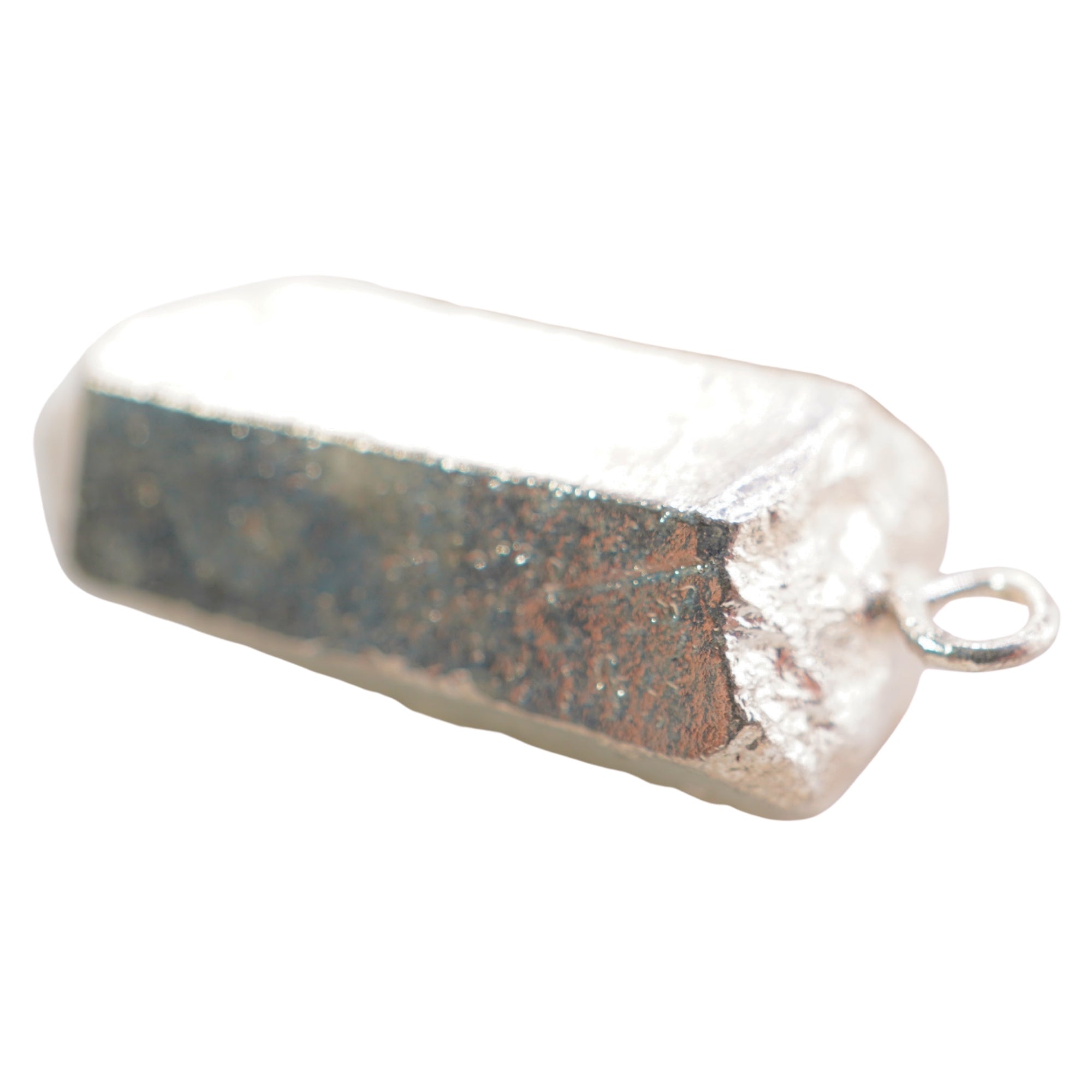 Crystal Quartz Point Pencil Shape Gemstone Full Silver Electroplated Charm Pendant For Jewelry Making