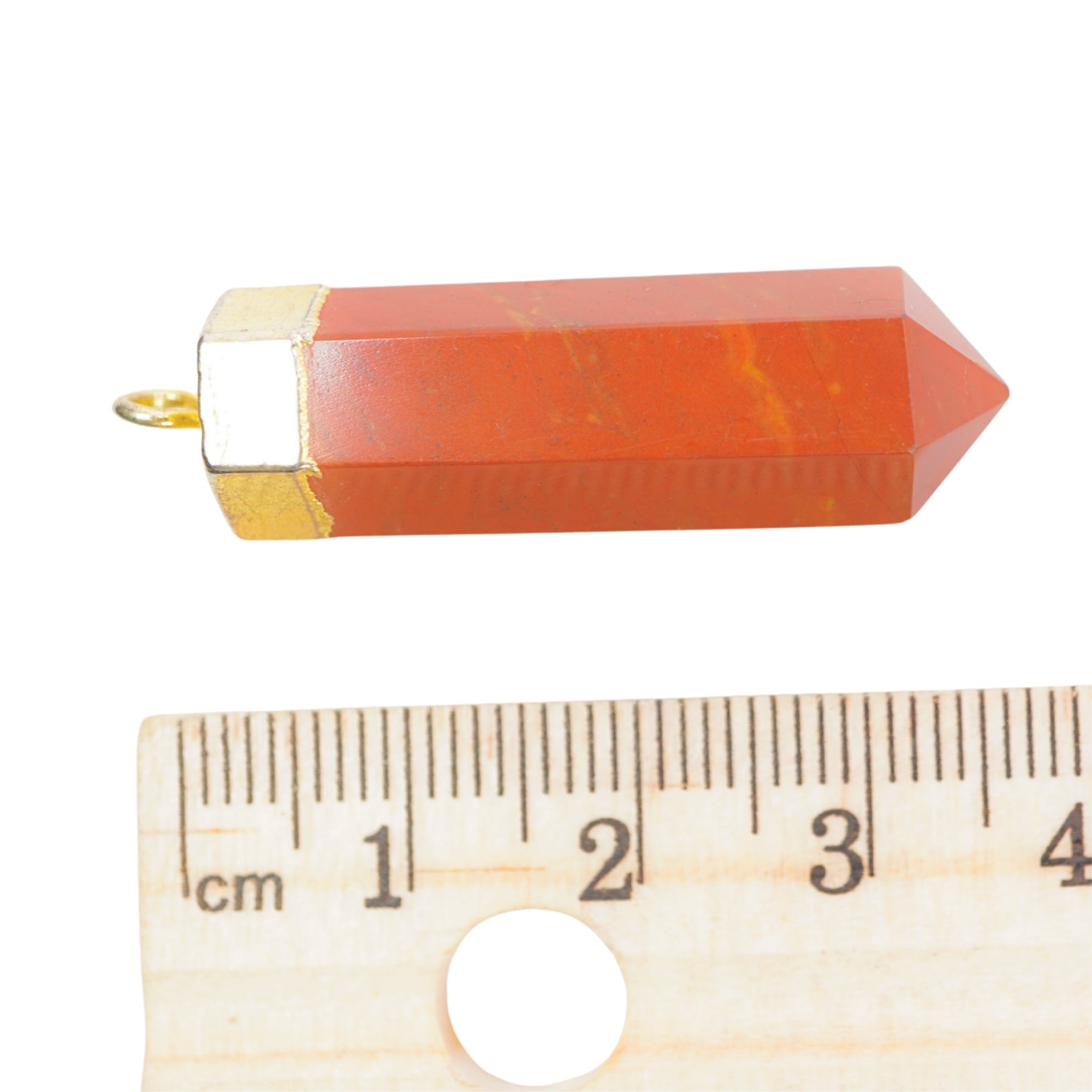 Red Jasper Pencil Shape Gemstone Gold Electroplated Pendant Charm For Jewelry Making