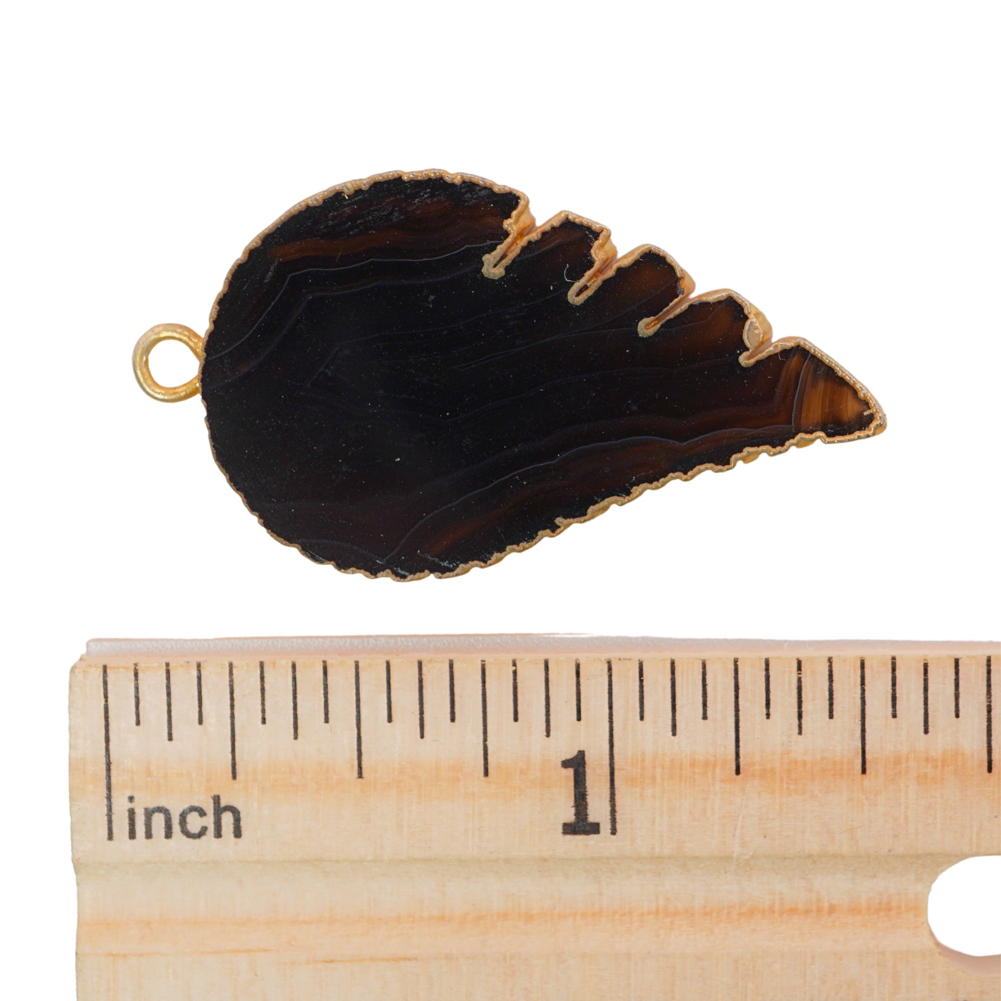 Black Banded Agate Angel Wing Shape Gemstone Gold Electroplated Charm Pendant For Jewelry Making