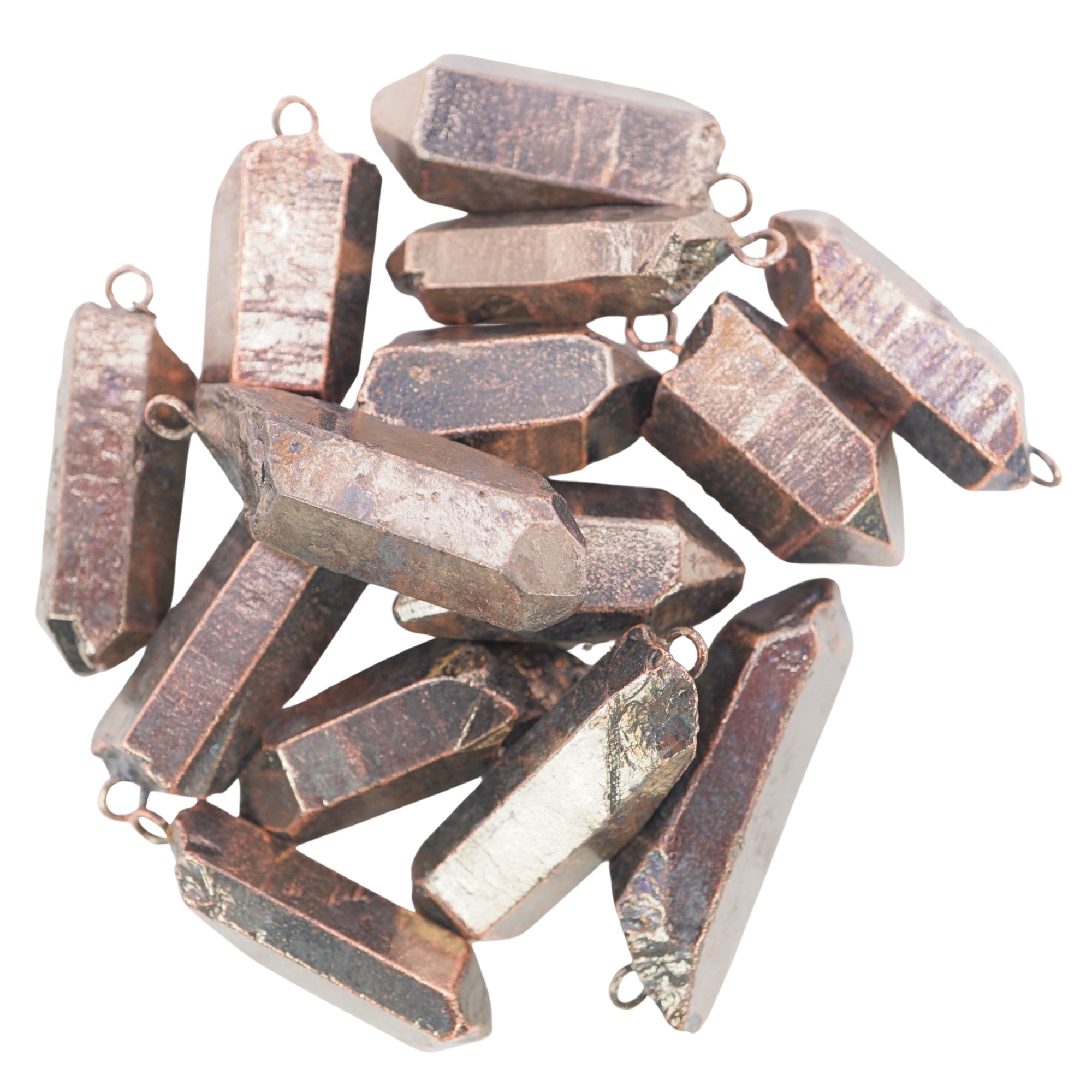 Crystal Quartz Pencil Shape Full Black Rhodium Electroplated Charm Pendant For Jewelry Making