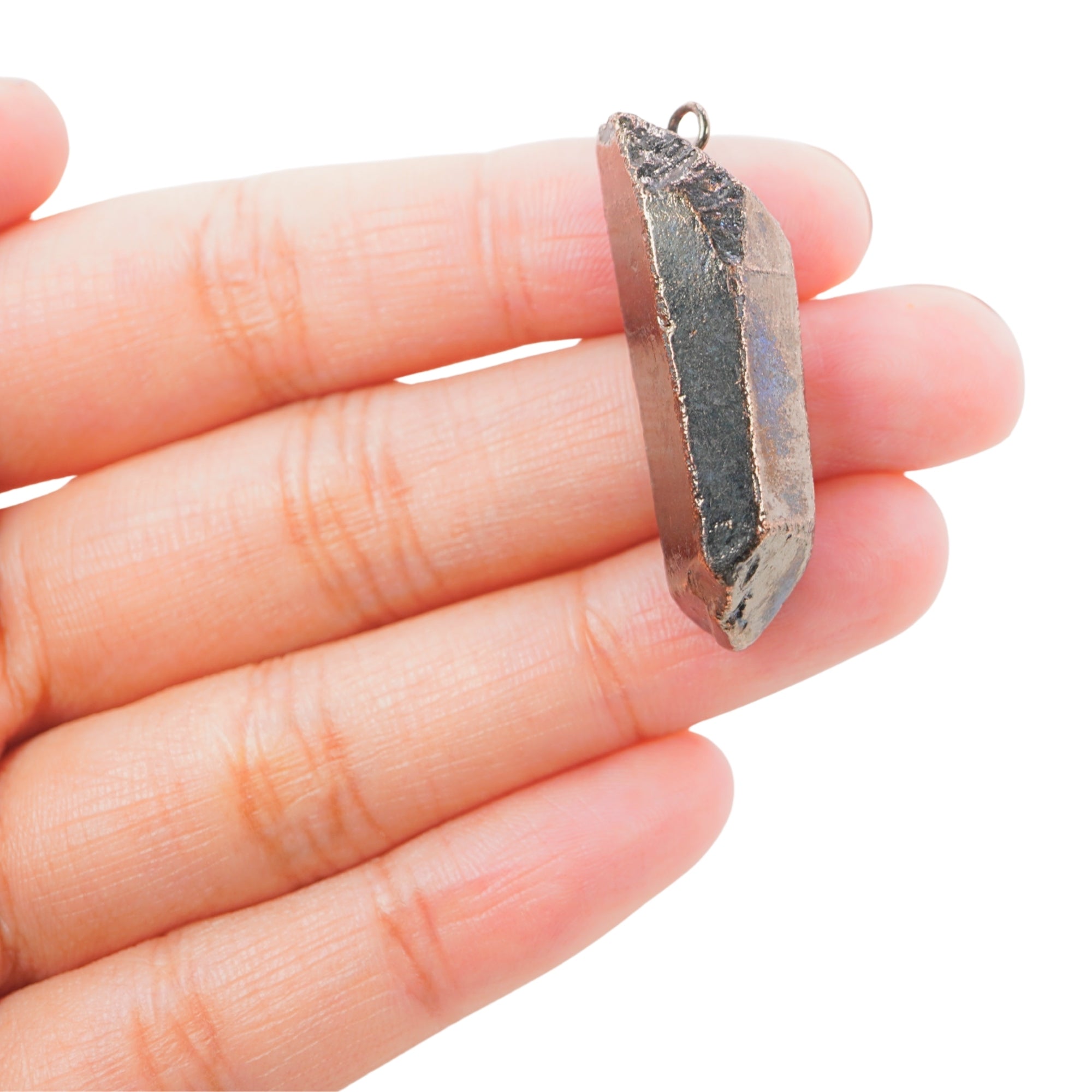 Crystal Quartz Pencil Shape Full Black Rhodium Electroplated Charm Pendant For Jewelry Making