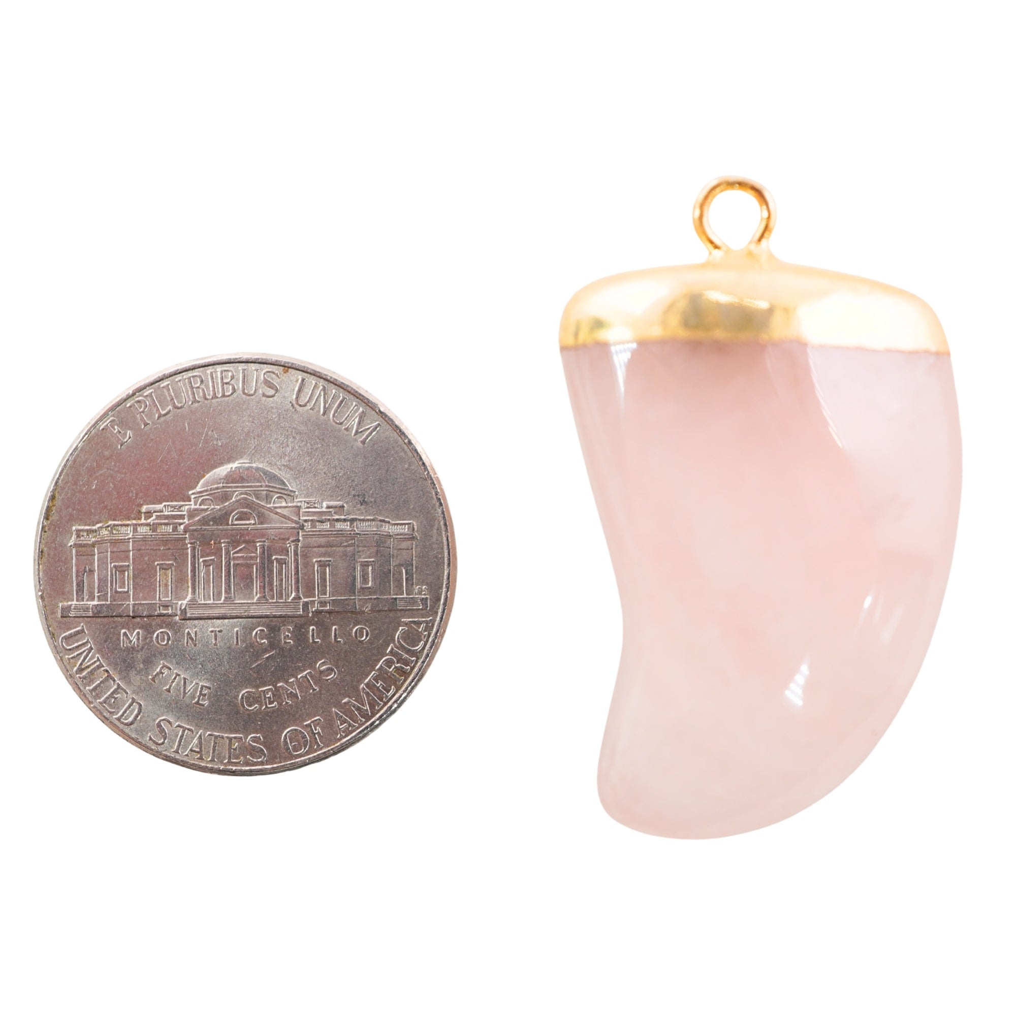 Rose Quartz Horn Shape Gold Electroplated Pendant Charm Ranges