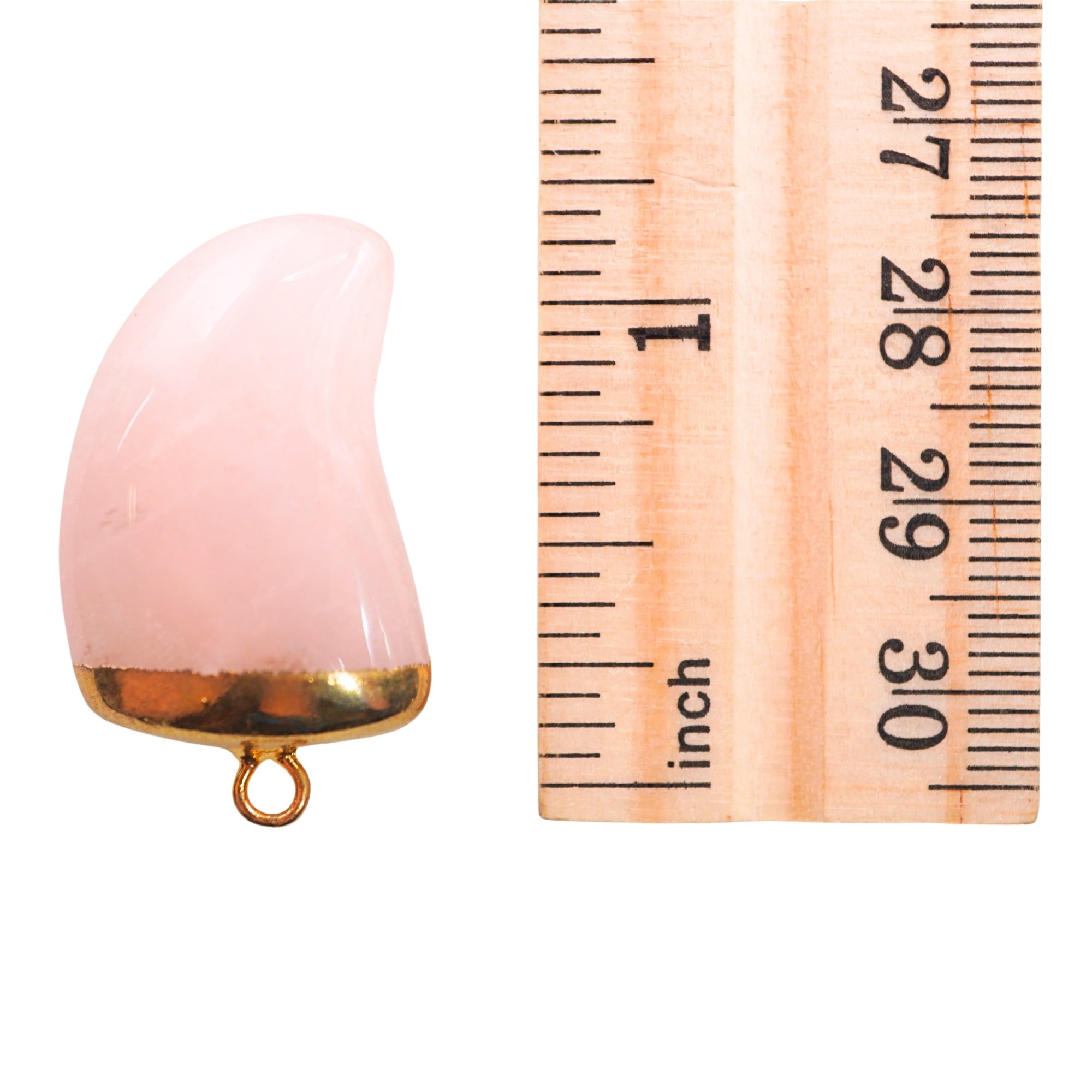 Rose Quartz Horn Shape Gold Electroplated Pendant Charm Ranges