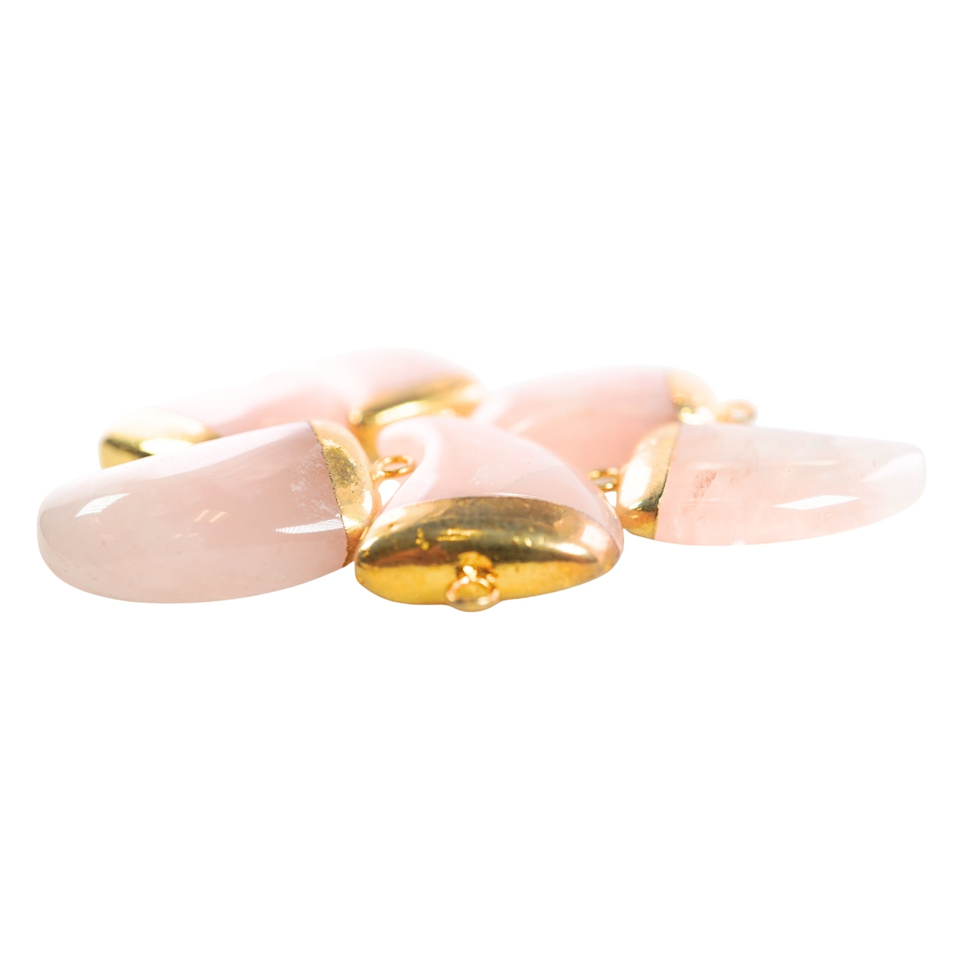 Rose Quartz Horn Shape Gold Electroplated Pendant Charm Ranges