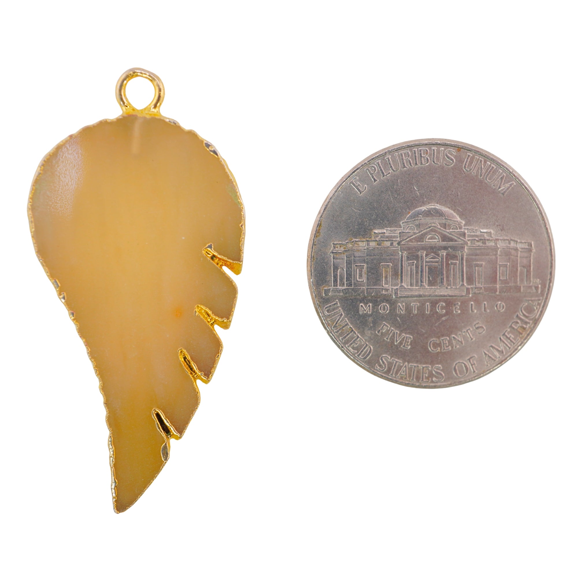 Yellow Aventurine Angel Wing Shape Gemstone Gold Electroplated Charm Pendant For Jewelry Making