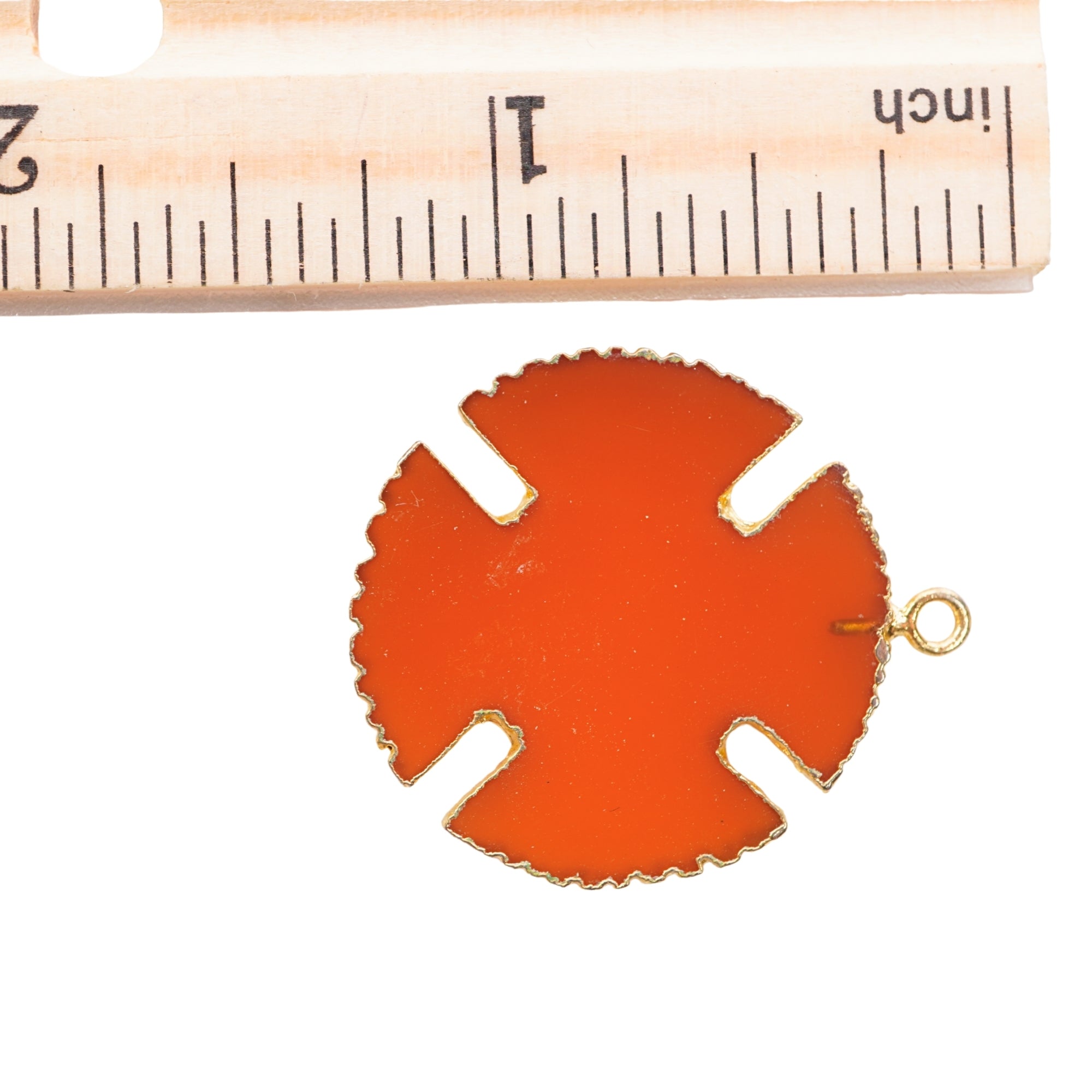 Red Chalcedony Viking Cross Shape Gemstone Gold Electroplated Charm Pendant